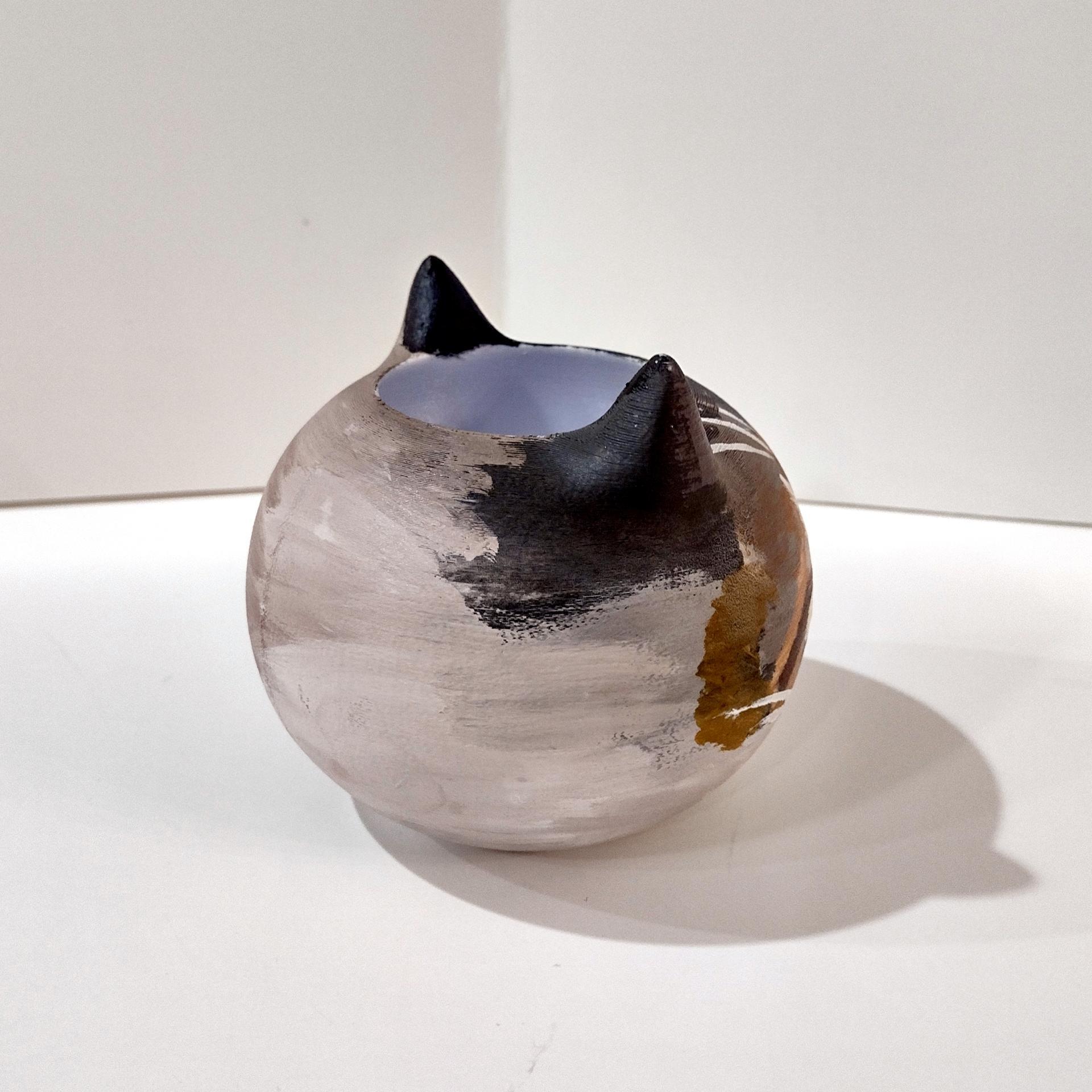 Kitty Cat Small Planter Pot, 3D Printed Cat Head Planter Bowl