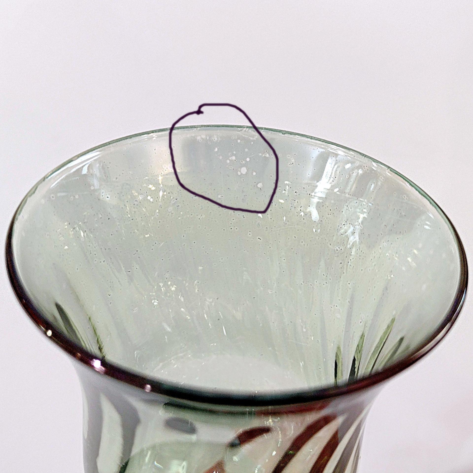 Vintage Crate and Barrel Amber and Green Optic Swirl Wine Glasses, Set of 2