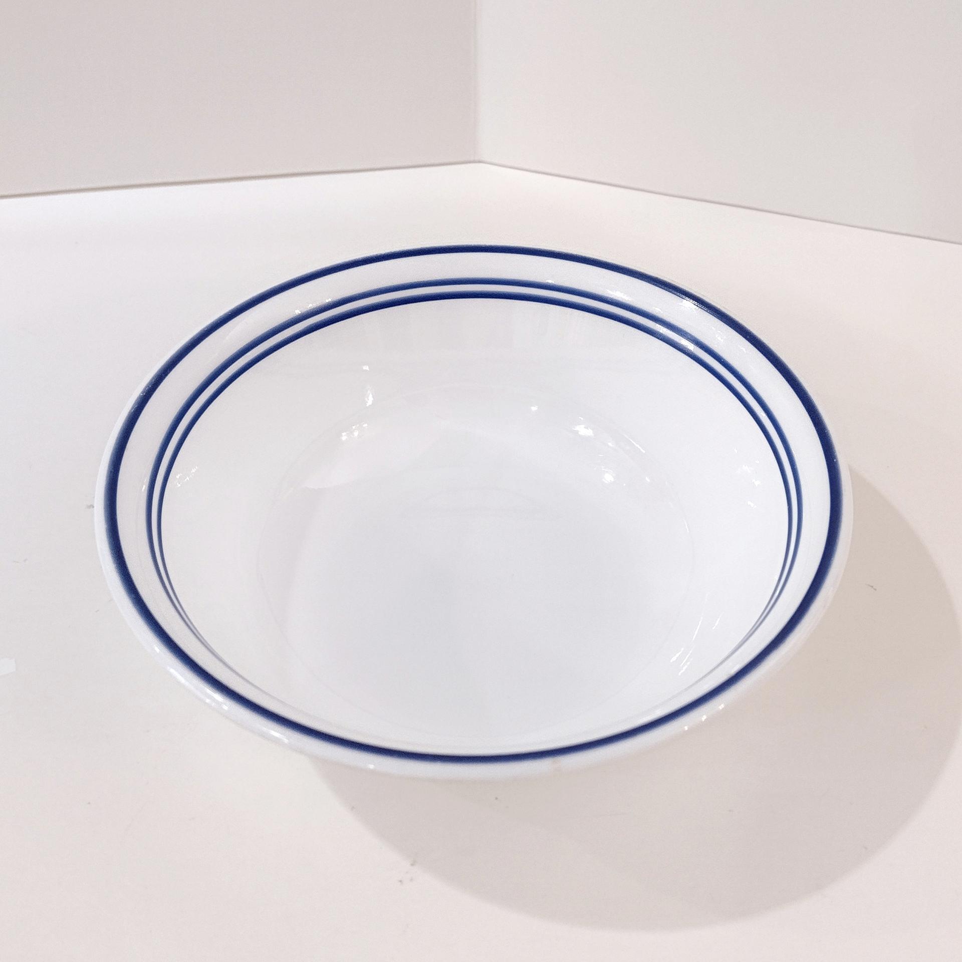 Corelle Classic Cafe Blue Cereal Salad Soup Bowl, Blue Stripe Rim Bowl