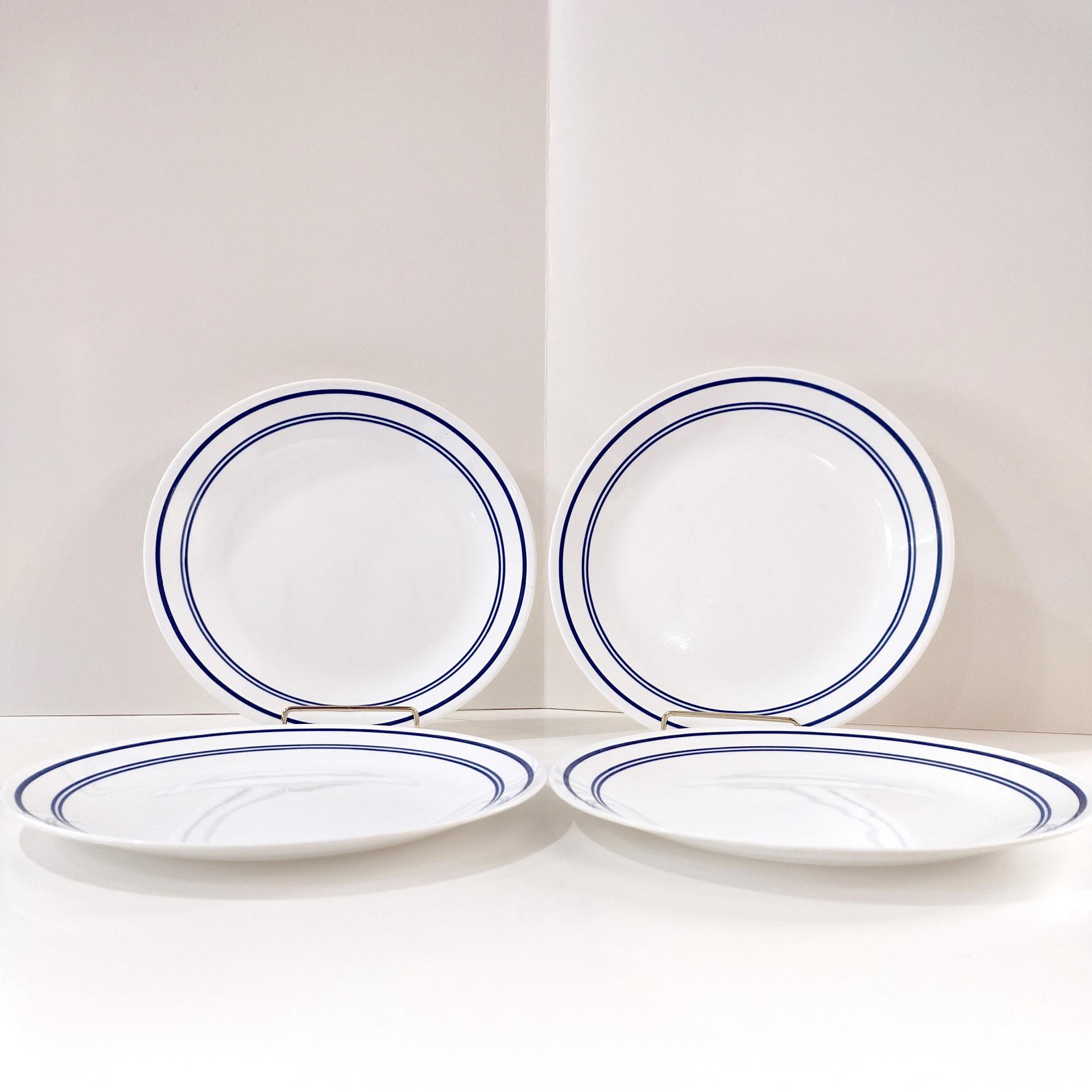 Vintage Corelle Classic Cafe Blue Dinner Plates, Set of 4