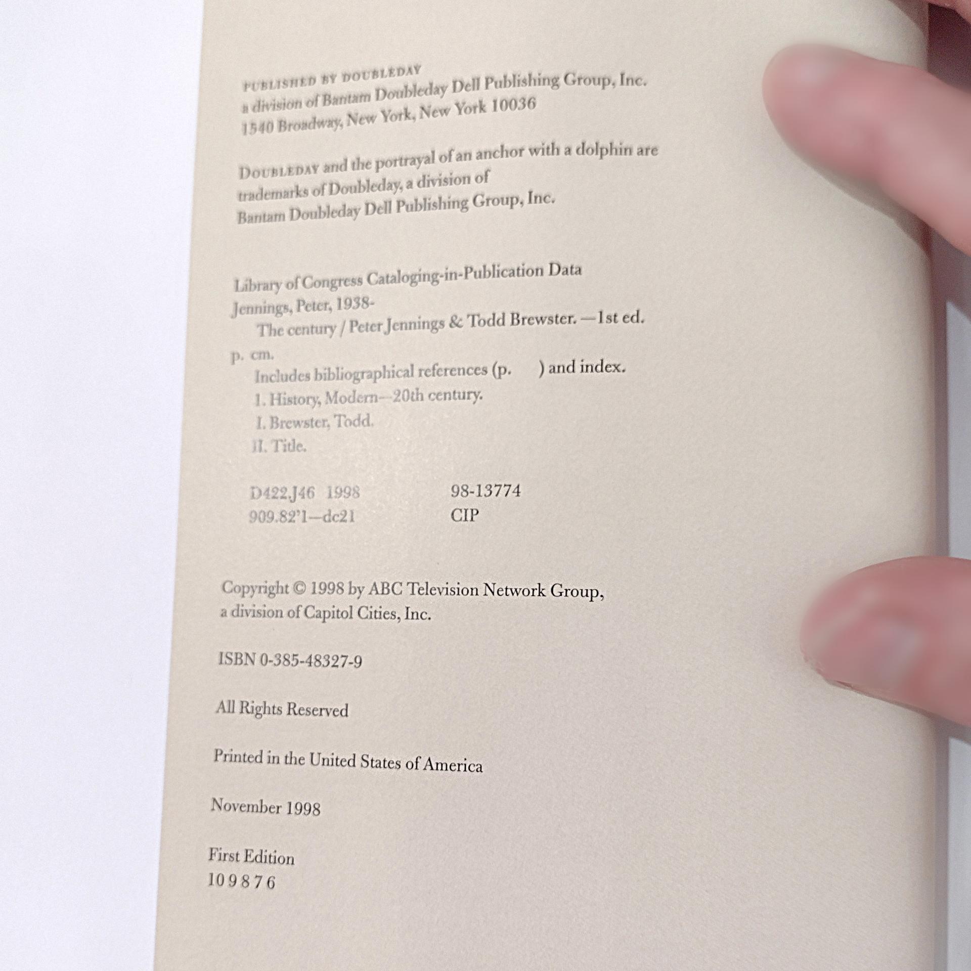 Vintage First Edition The Century Peter Jennings Todd Brewster Coffee Table Book, 1901-1999 Historical Photography Review Hard Cover Book