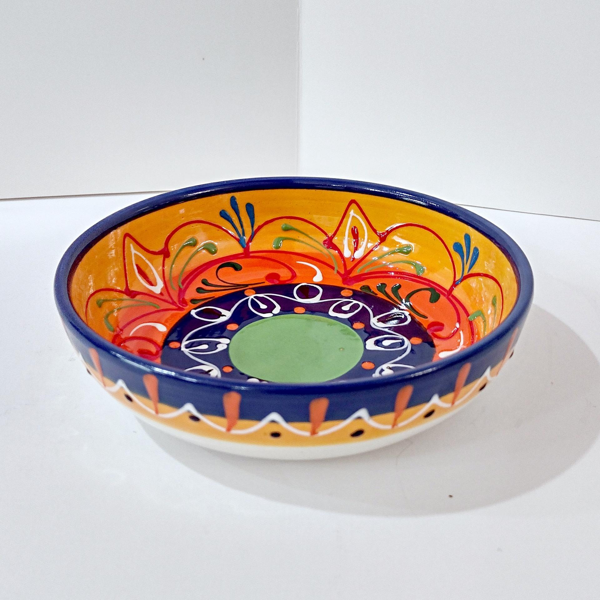Vintage Spanish Ceramic Hand Painted Bowl, Floral Candy Nut Bowl, Small Serving Dish