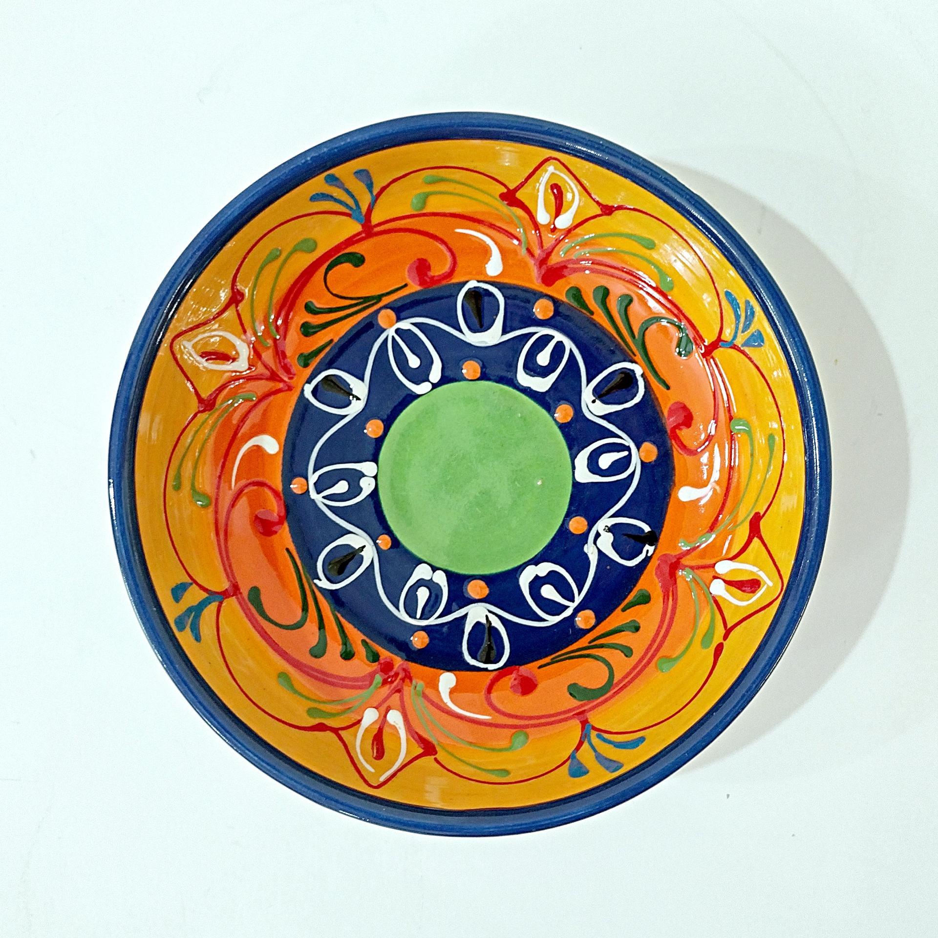 Vintage Spanish Ceramic Hand Painted Bowl, Floral Candy Nut Bowl, Small Serving Dish