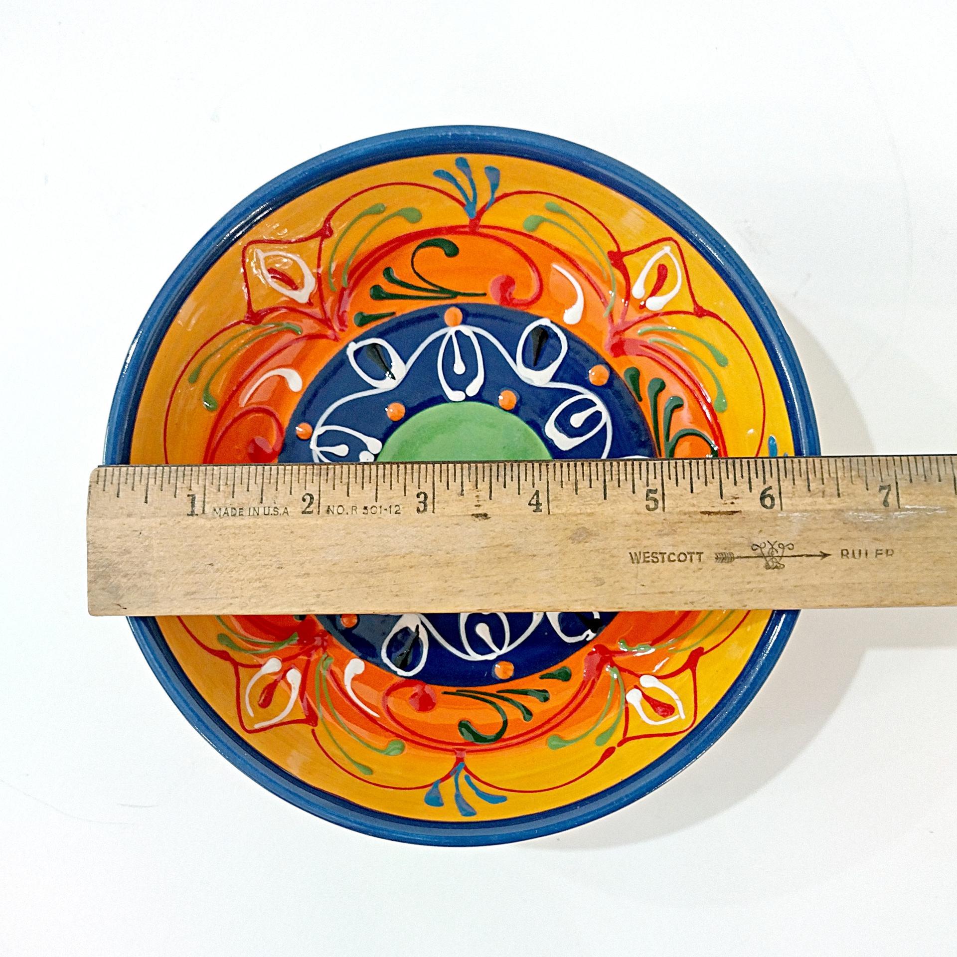 Vintage Spanish Ceramic Hand Painted Bowl, Floral Candy Nut Bowl, Small Serving Dish