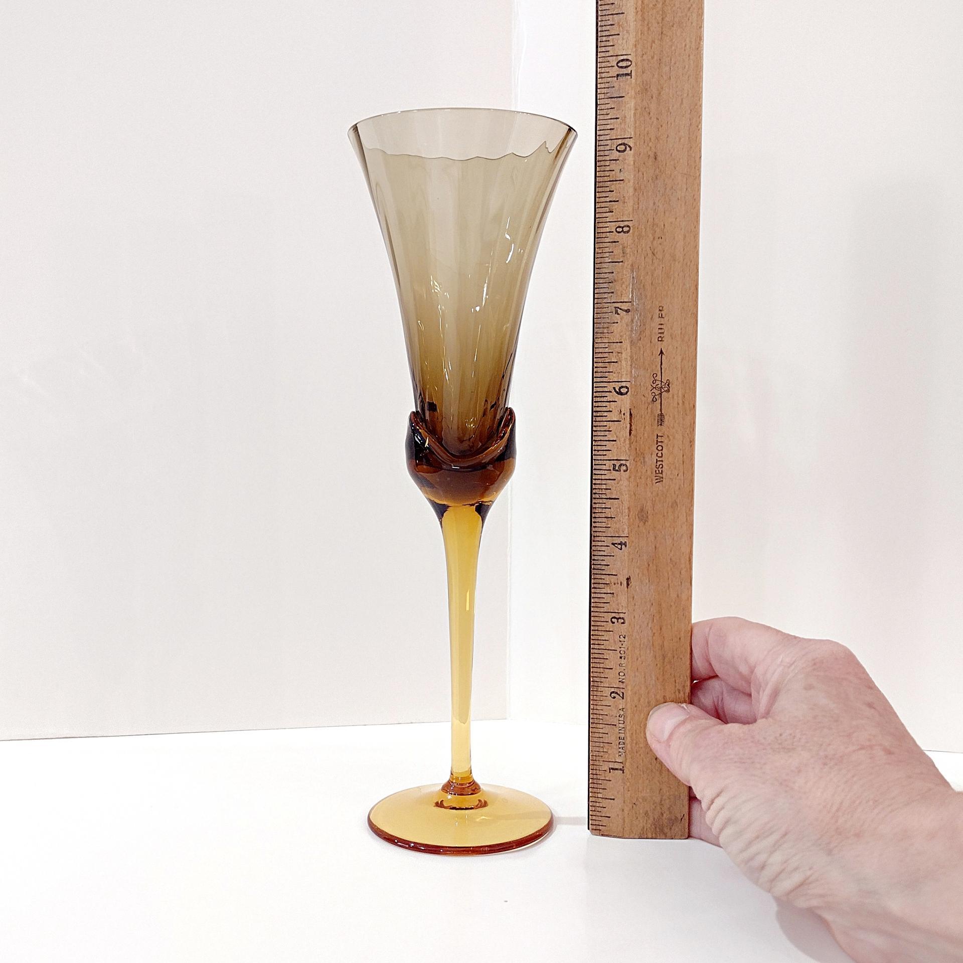 Vintage Mikasa Ginger Blossom Champagne Flutes, Set of 2, Amber Champagne Glasses