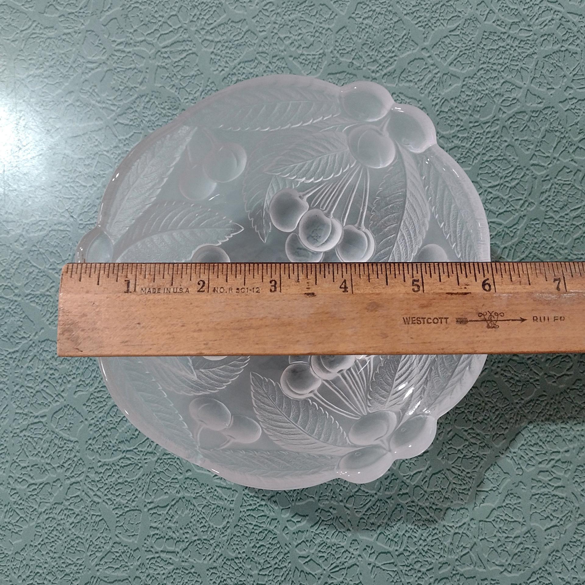 Vintage Mikasa Bountiful Frosted Glass Salad Soup Bowls, Set of Four, Raised Cherries Fruit Design