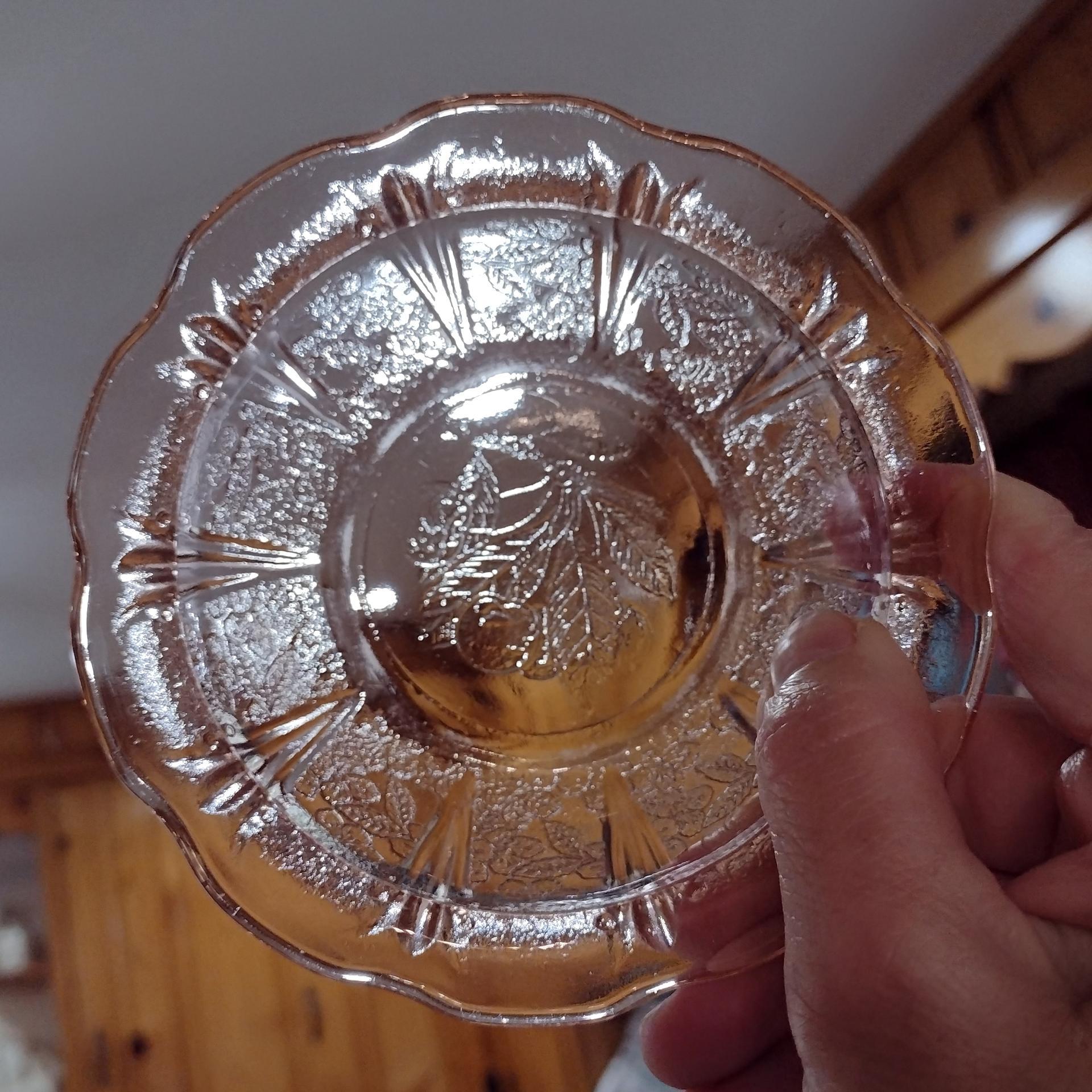 Vintage Jeanette Glass Cherry Blossom Pink Dessert Fruit Bowls, Set of 4, Pink Depression Glass Bowls