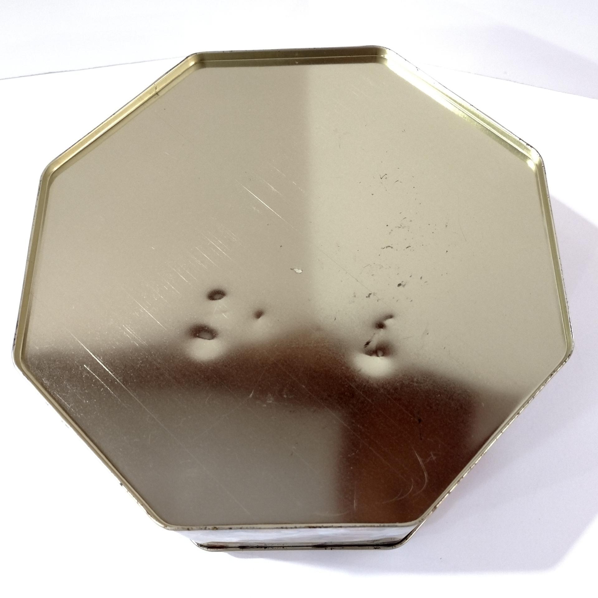 Vintage Victorian Cherub and Angel Octagonal Metal Tin Box, Large Romantic Storage Container