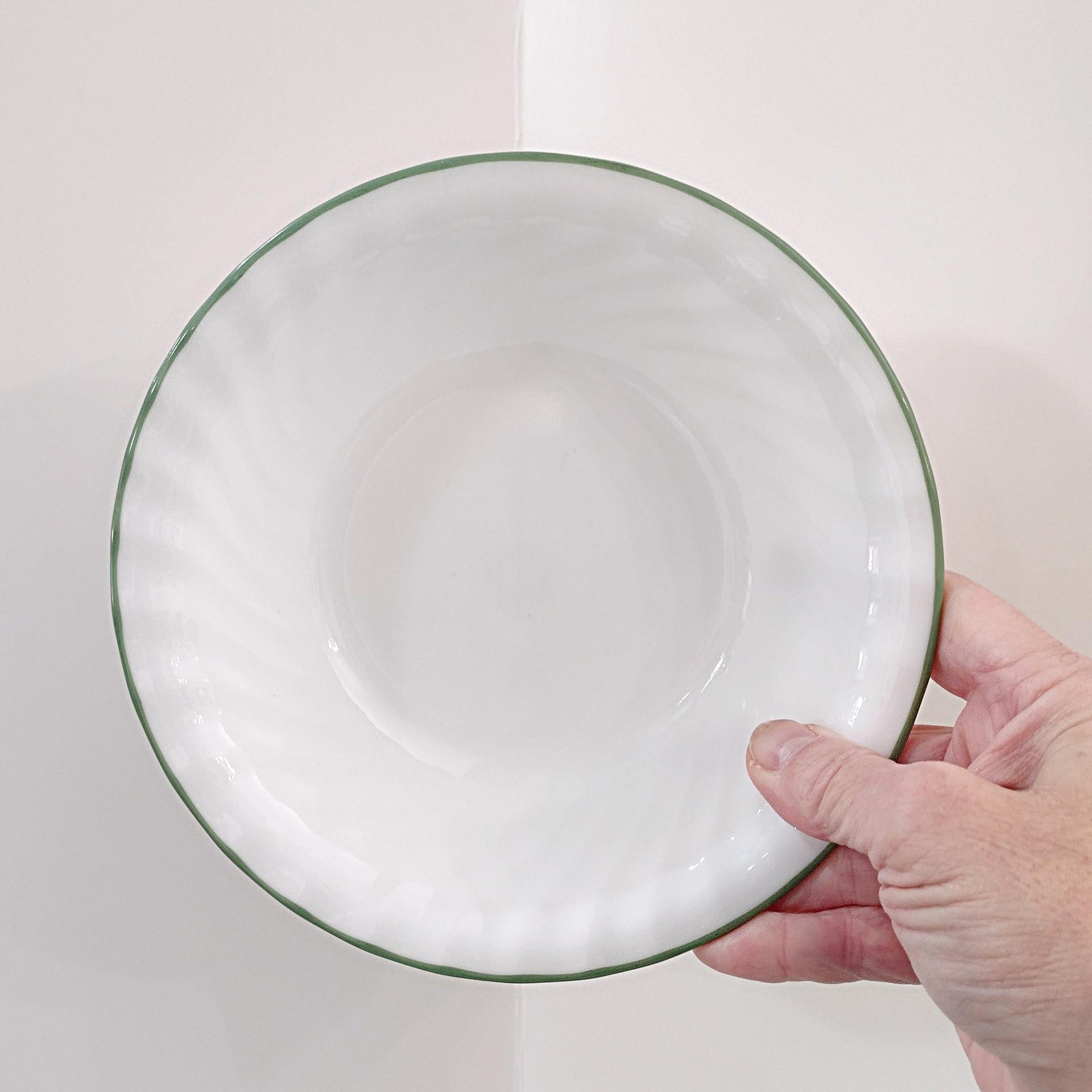 Corelle Chutney Green Rimmed Swirl Cereal Salad Soup Bowls, Set of Four
