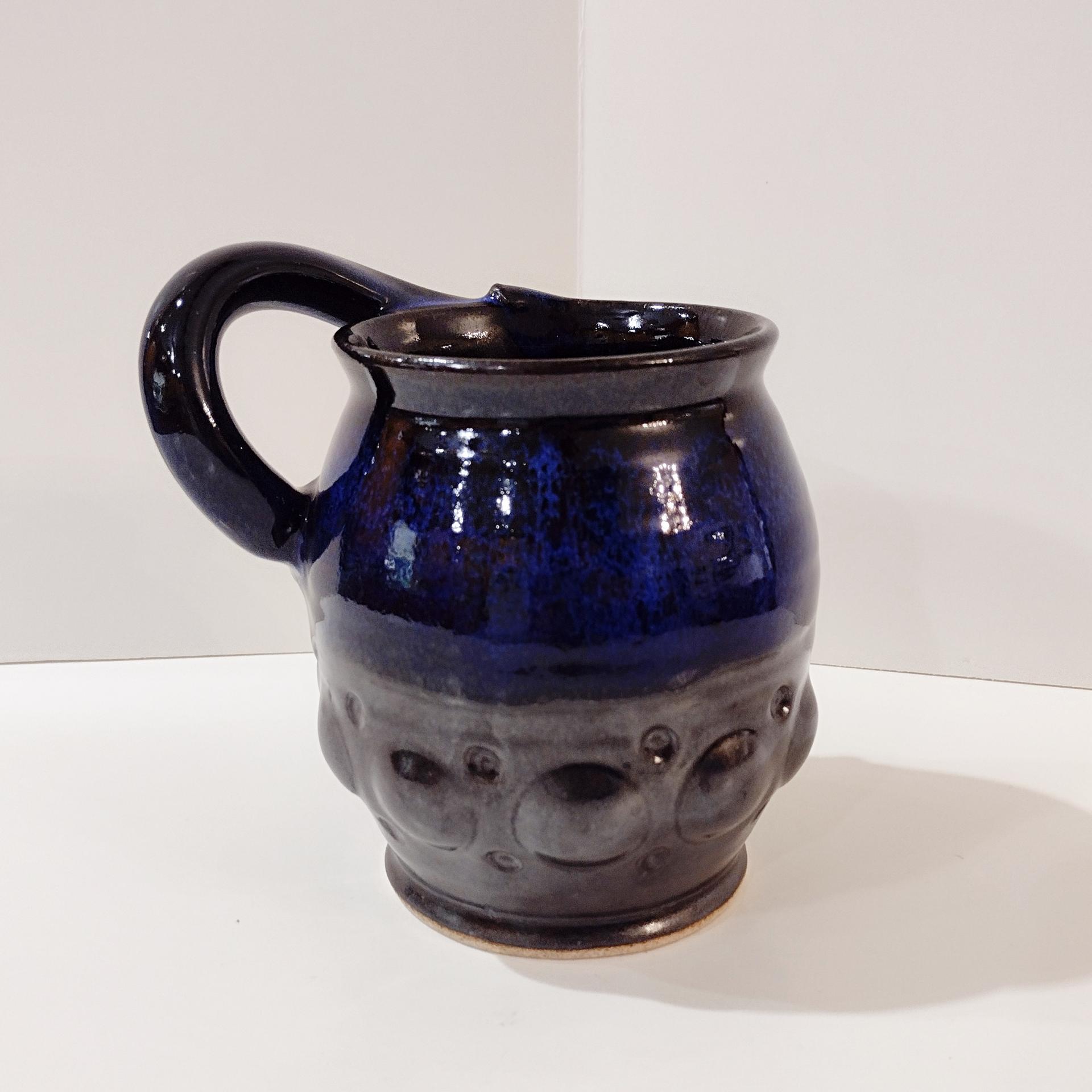 Vintage Artisan Hand Crafted Ceramic Beer Mug, Left Handed Oversized Coffee Tea Mug, Blue and Brown Small Planter Pot