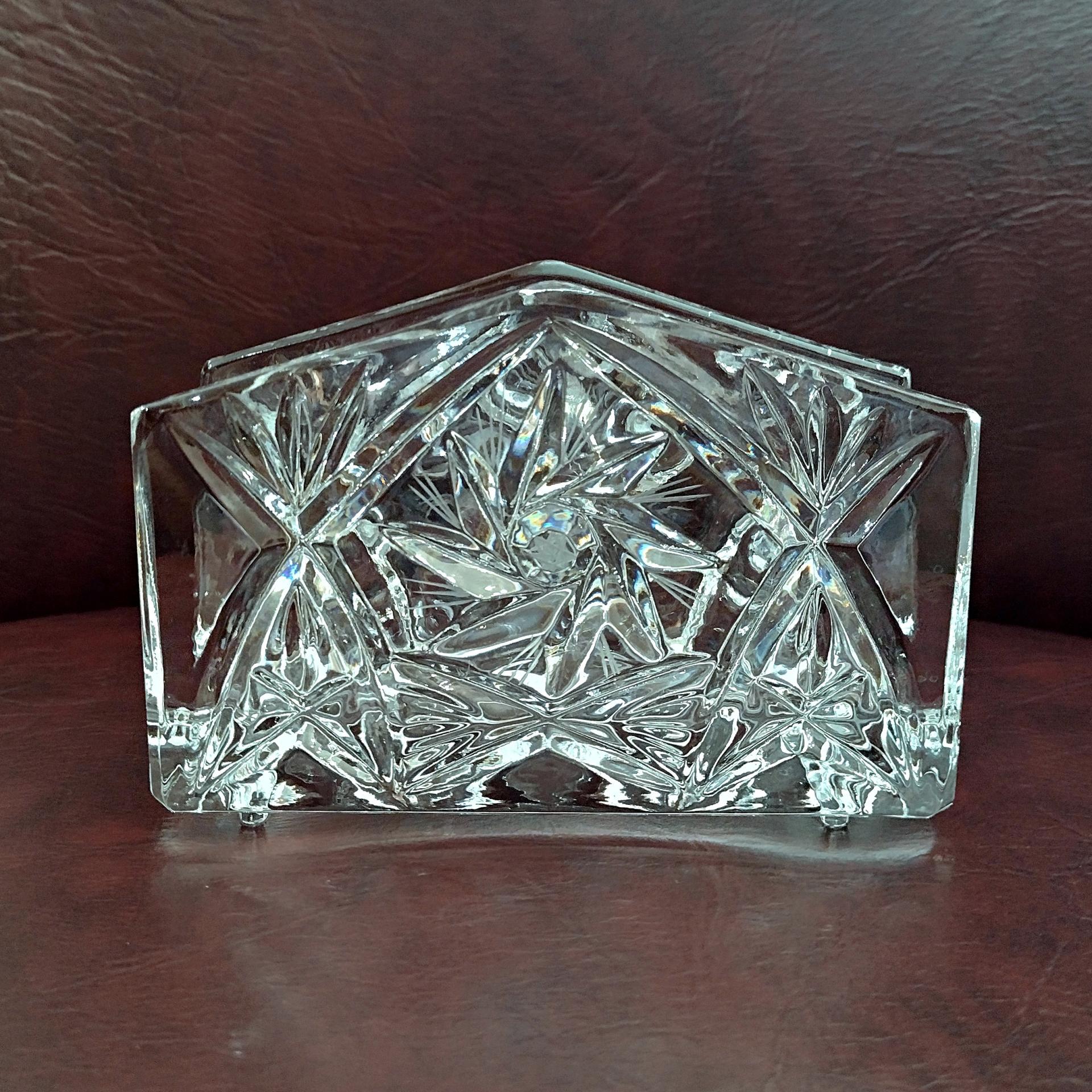 Vintage Crystal Pinwheel Pineapple Napkin Holder, Letter Holder Organizer