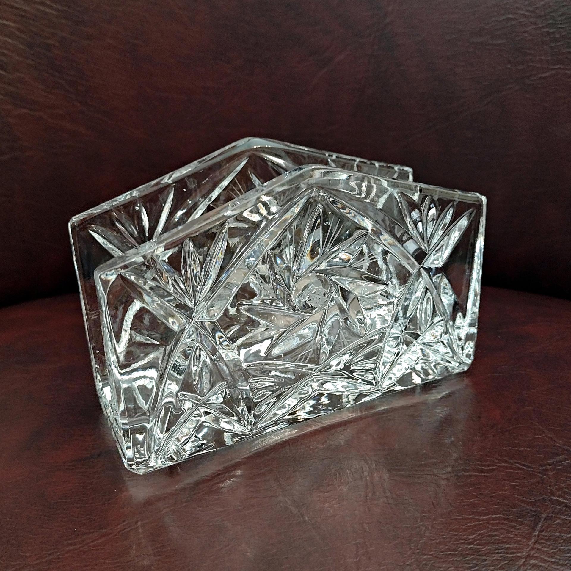 Vintage Crystal Pinwheel Pineapple Napkin Holder, Letter Holder Organizer