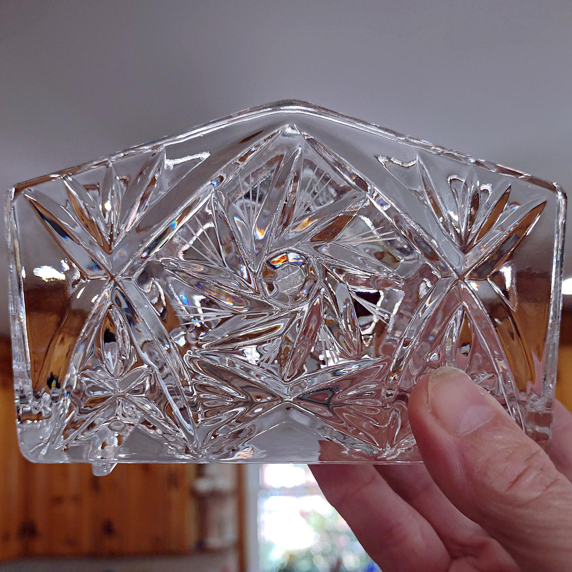 Vintage Crystal Pinwheel Pineapple Napkin Holder, Letter Holder Organizer