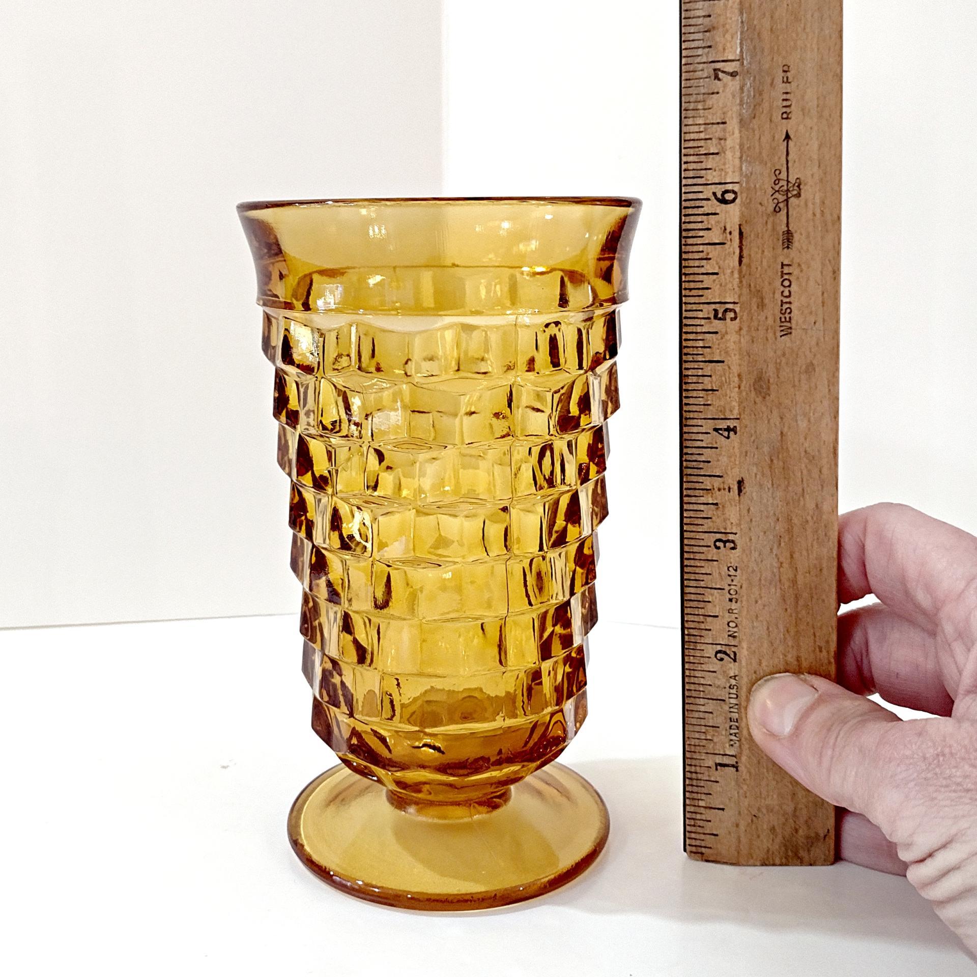 Vintage Colony Whitehall Amber Footed Iced Tea Glass, Indiana Glass MCM Glassware