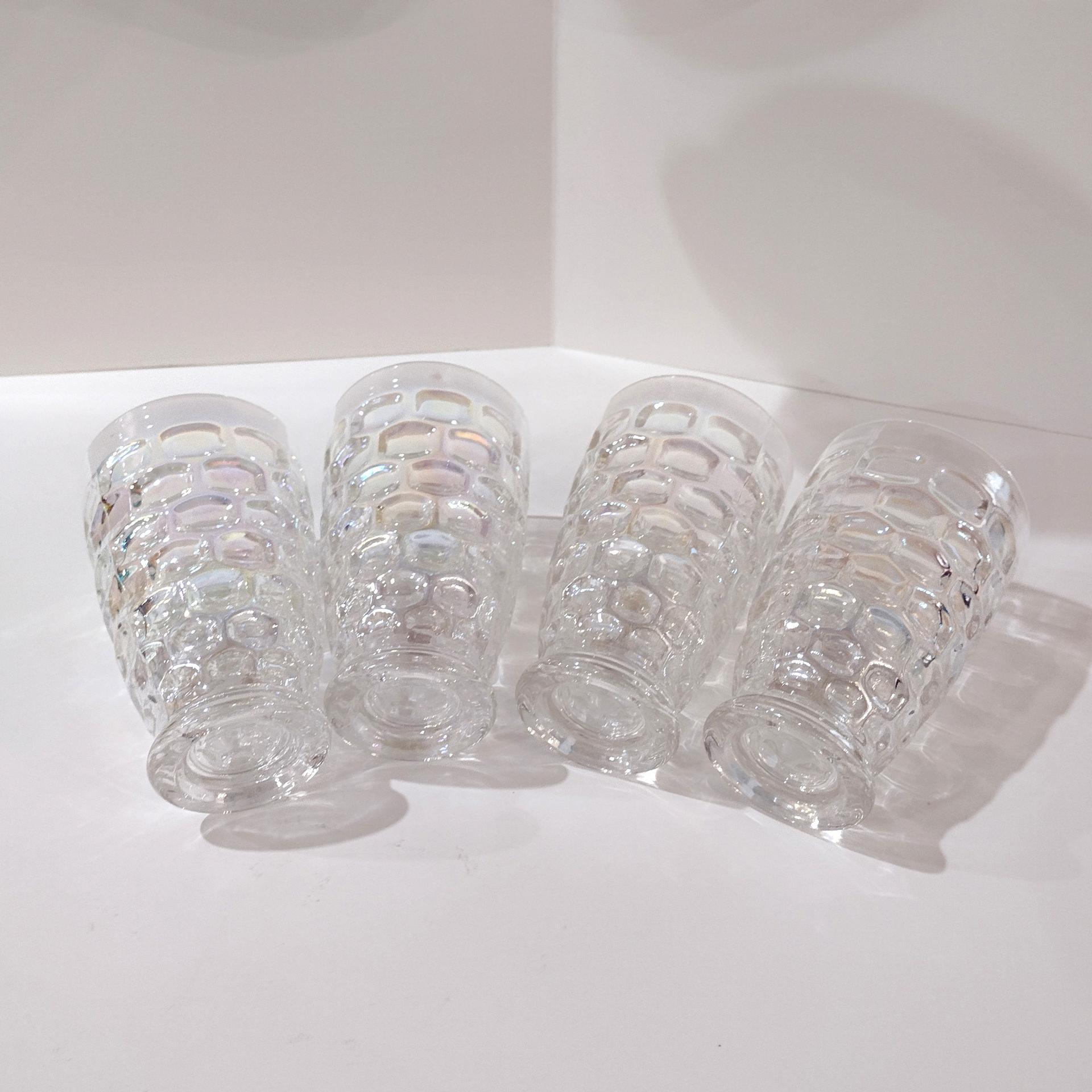Vintage Federal Glass Colonial Iridescent 12 Ounce Flat Tumblers, Set of Four