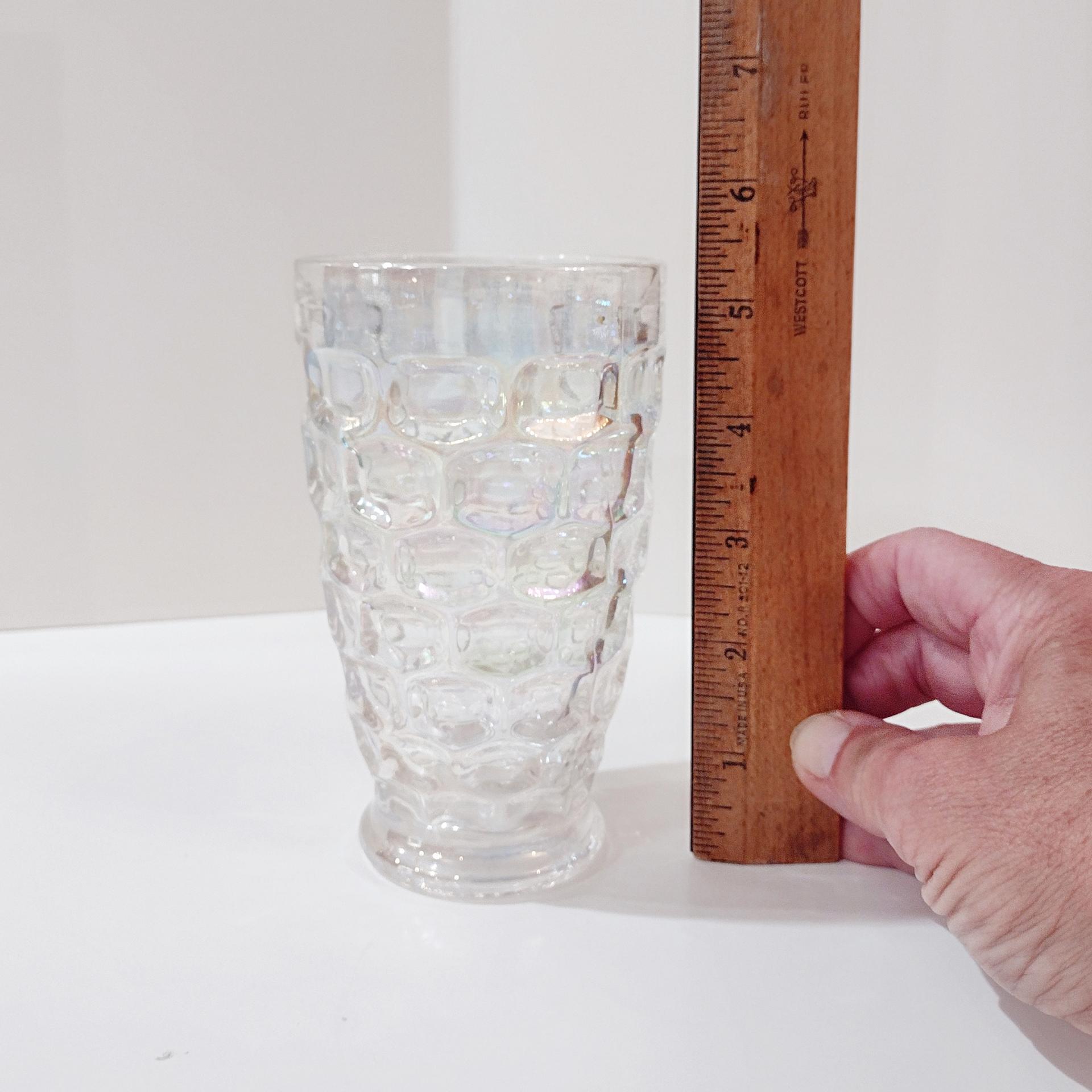 Vintage Federal Glass Colonial Iridescent 12 Ounce Flat Tumblers, Set of Two