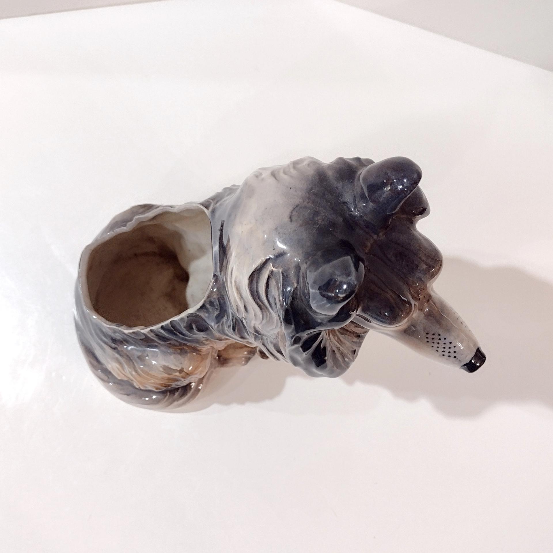 Vintage Ceramic Rough Collie Lassie Dog Planter Pot, 1950's Animal Planter