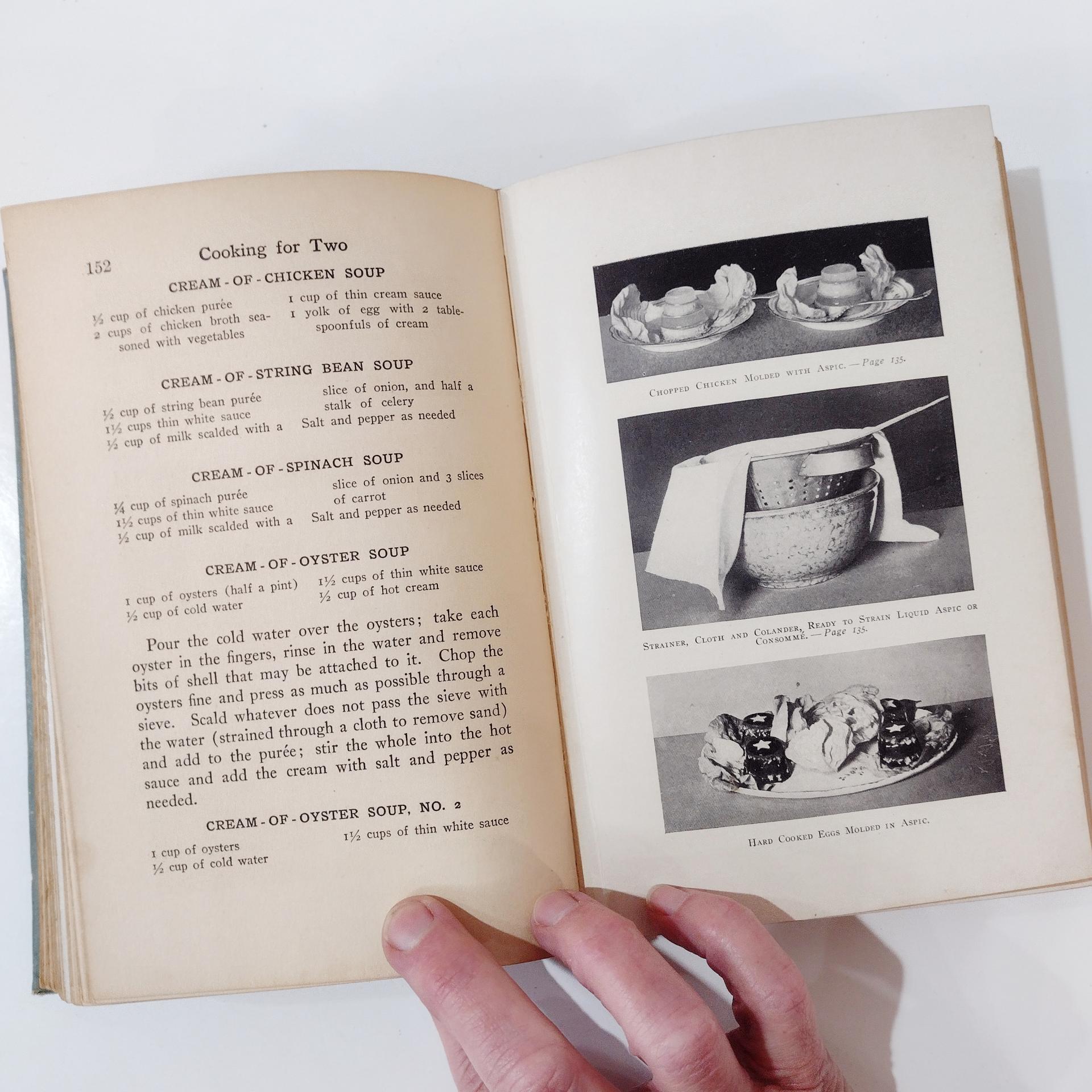 Antique Cooking For Two Book by Janet M. Hill, 1909 First Edition, Vintage Cook Book