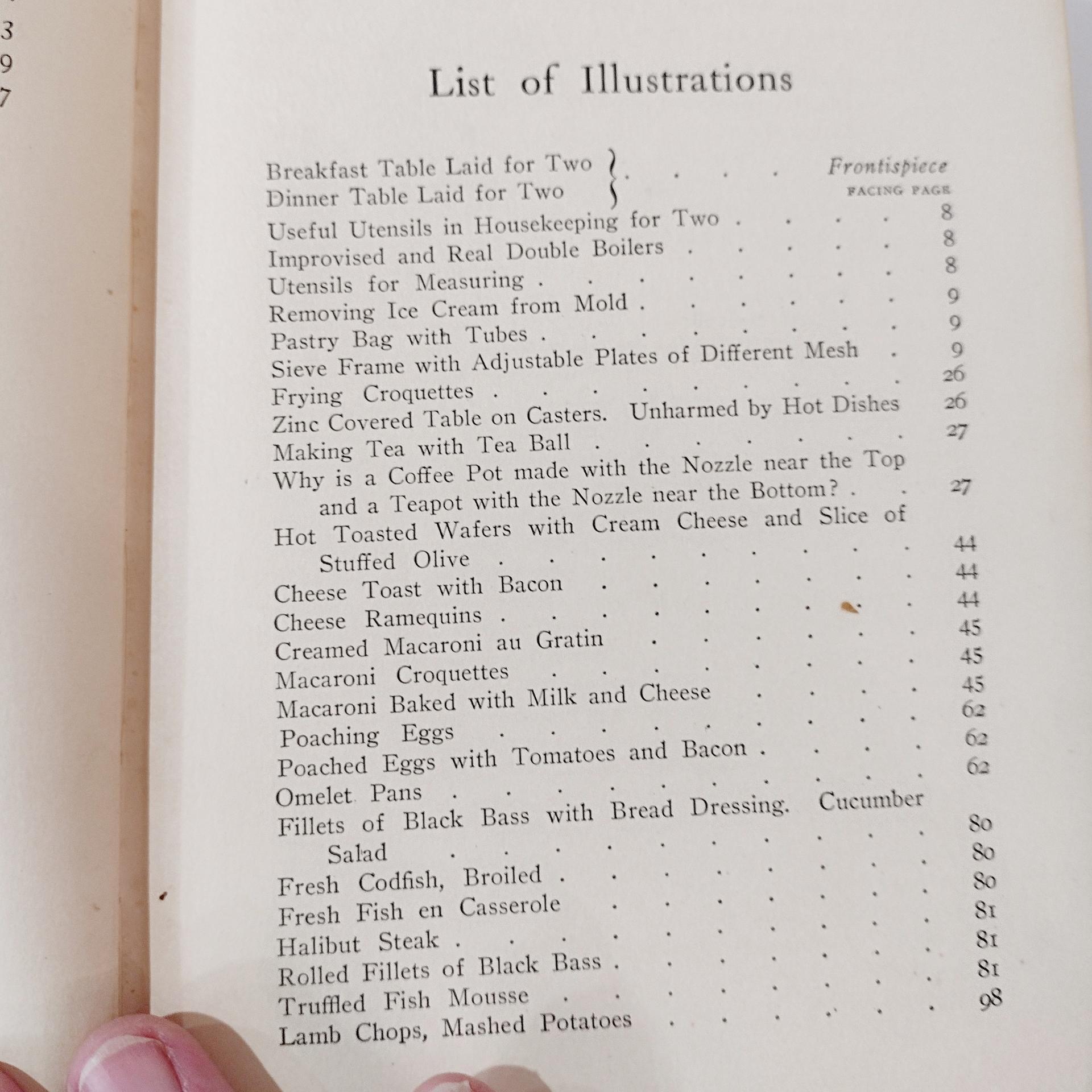 Antique Cooking For Two Book by Janet M. Hill, 1909 First Edition, Vintage Cook Book