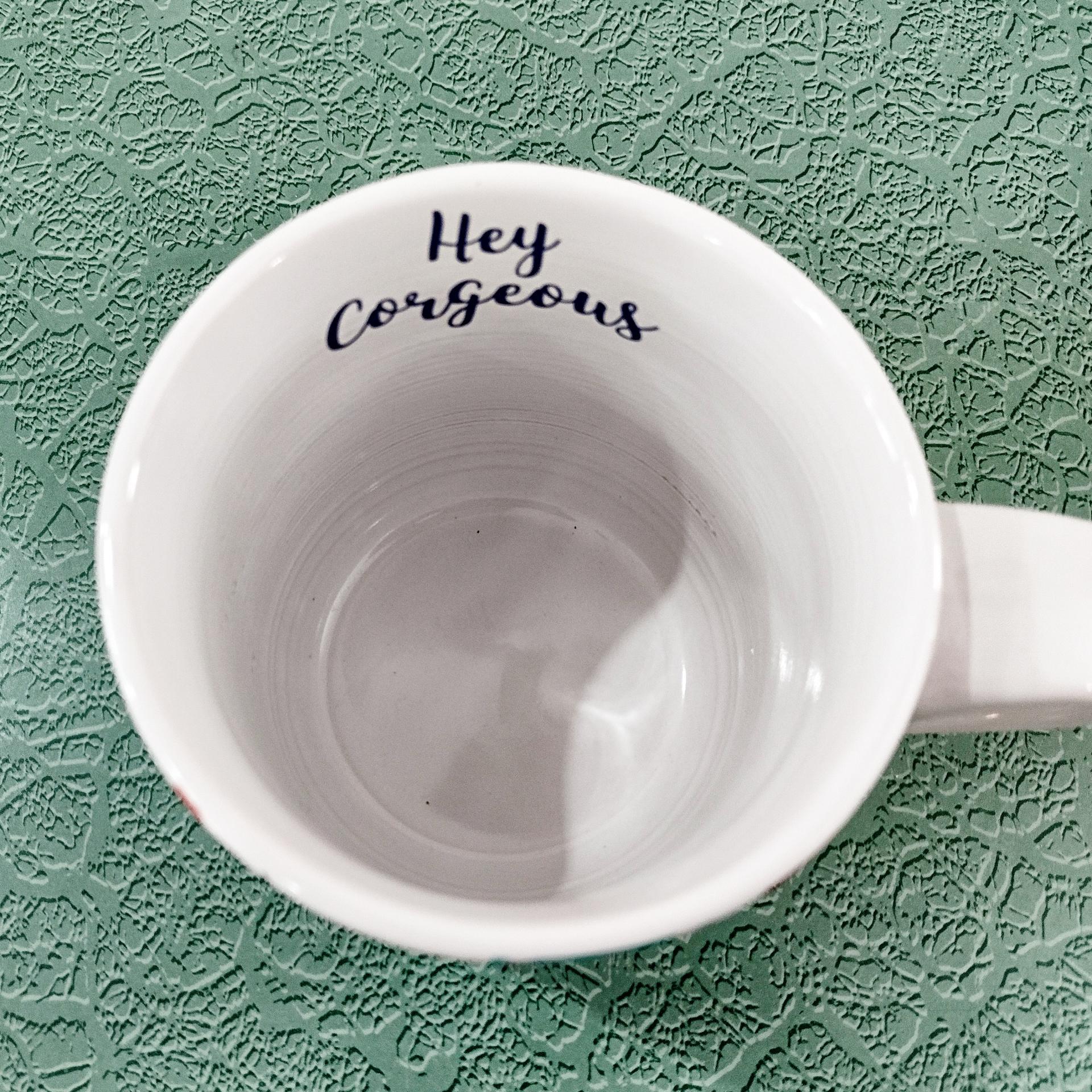 Vintage Hey Gorgeous Corgi Dog Ceramic Mug