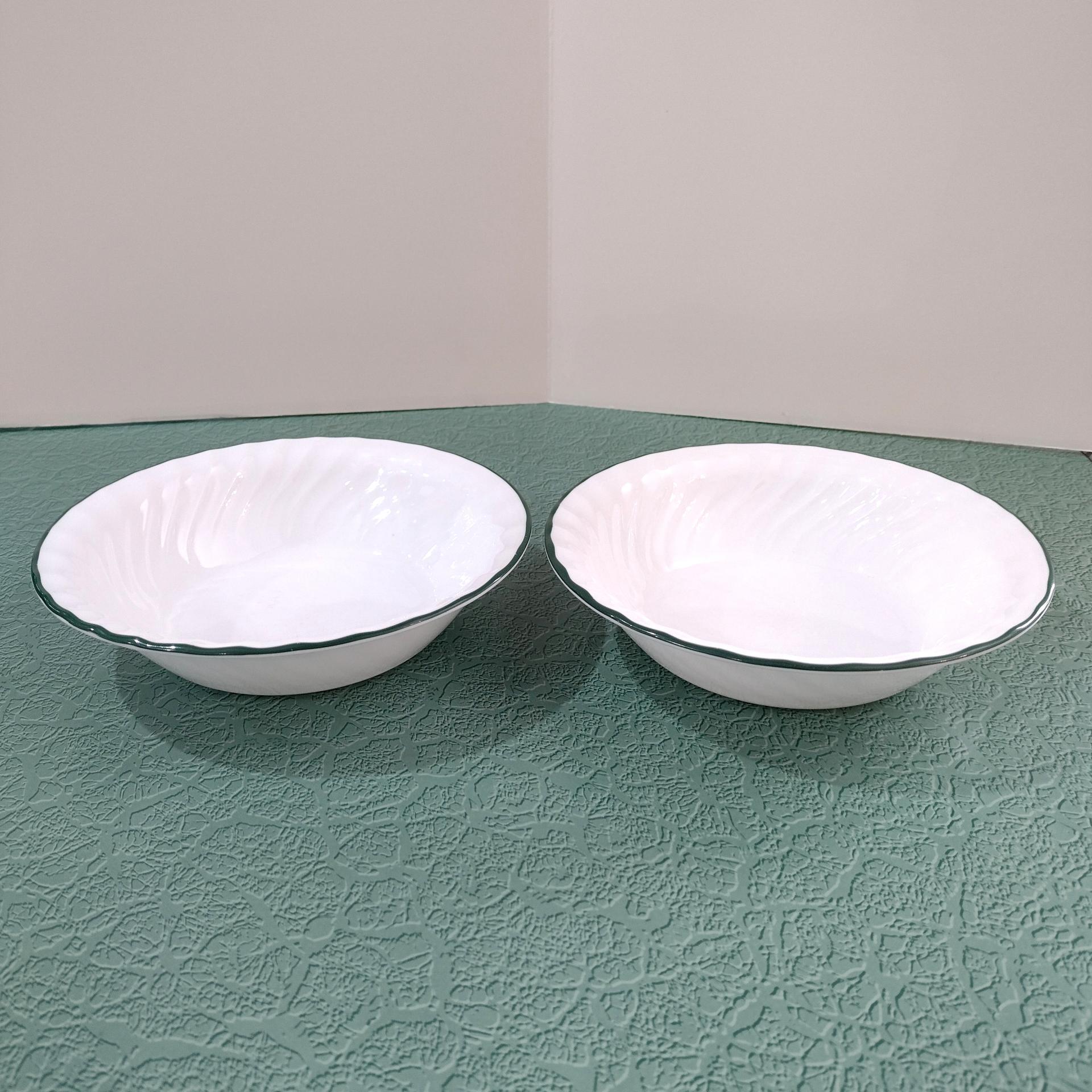 Corelle Callaway Ivy Green Rimmed Swirl Cereal Salad Soup Bowls, Set of Two