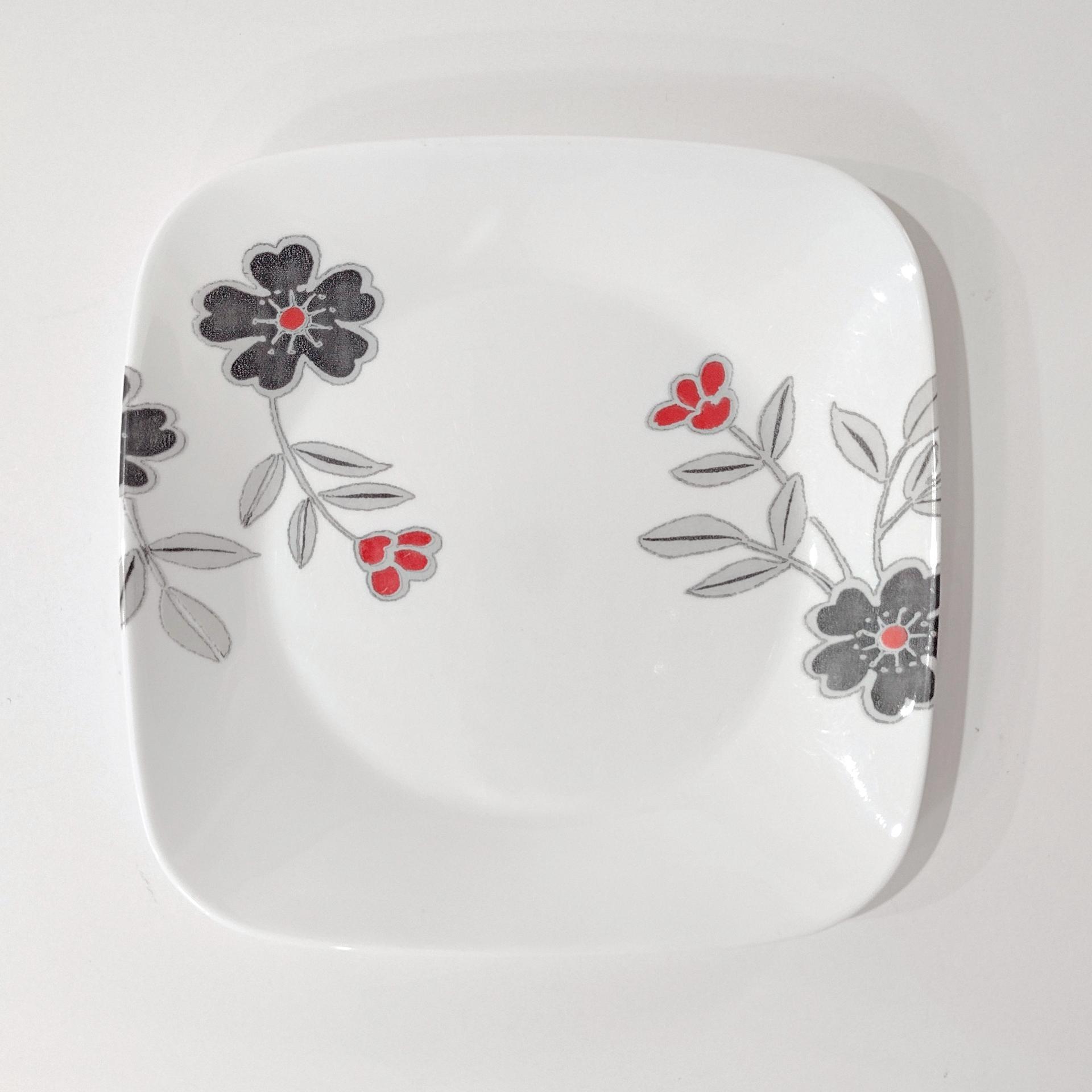 Vintage Corelle Mandarin Flower Square Luncheon Plates, Set of 3