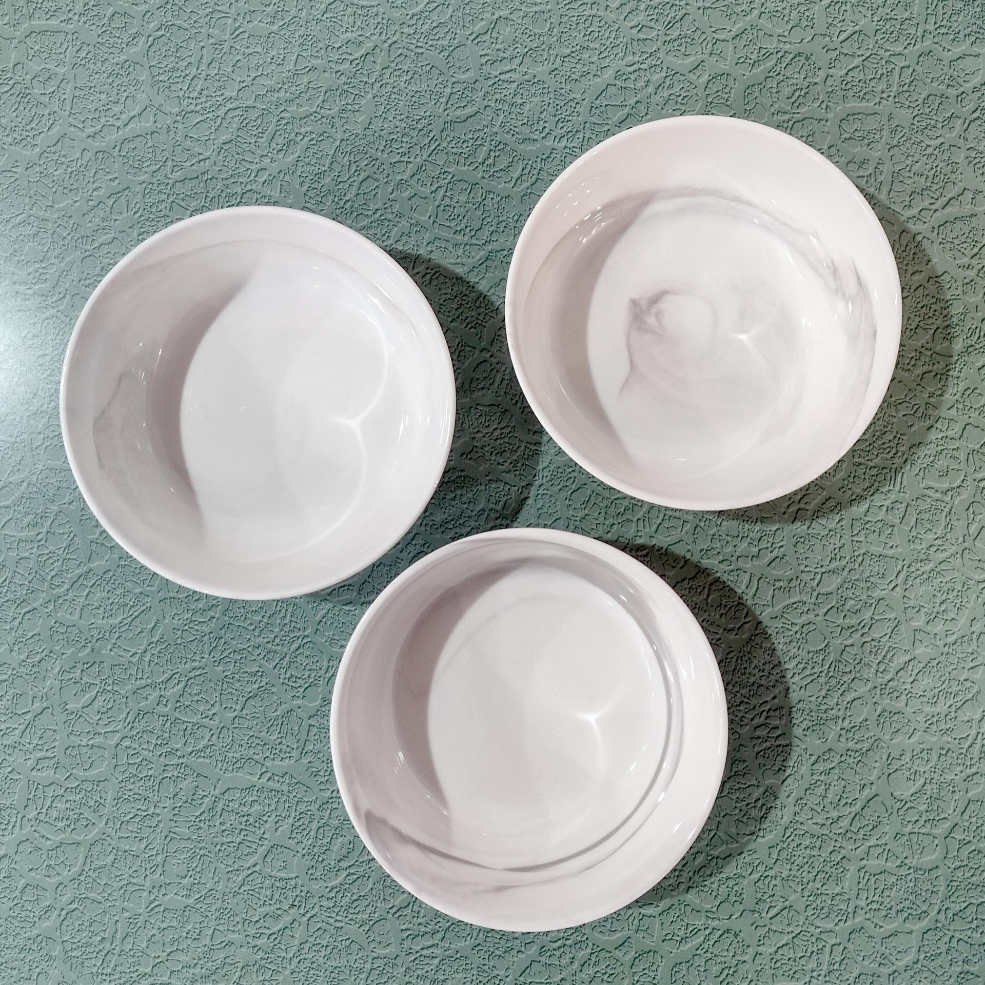 Vintage Artisinal Kitchen Supply Coupe Marble Gray Porcelain Soup Cereal Bowls, Set of 3