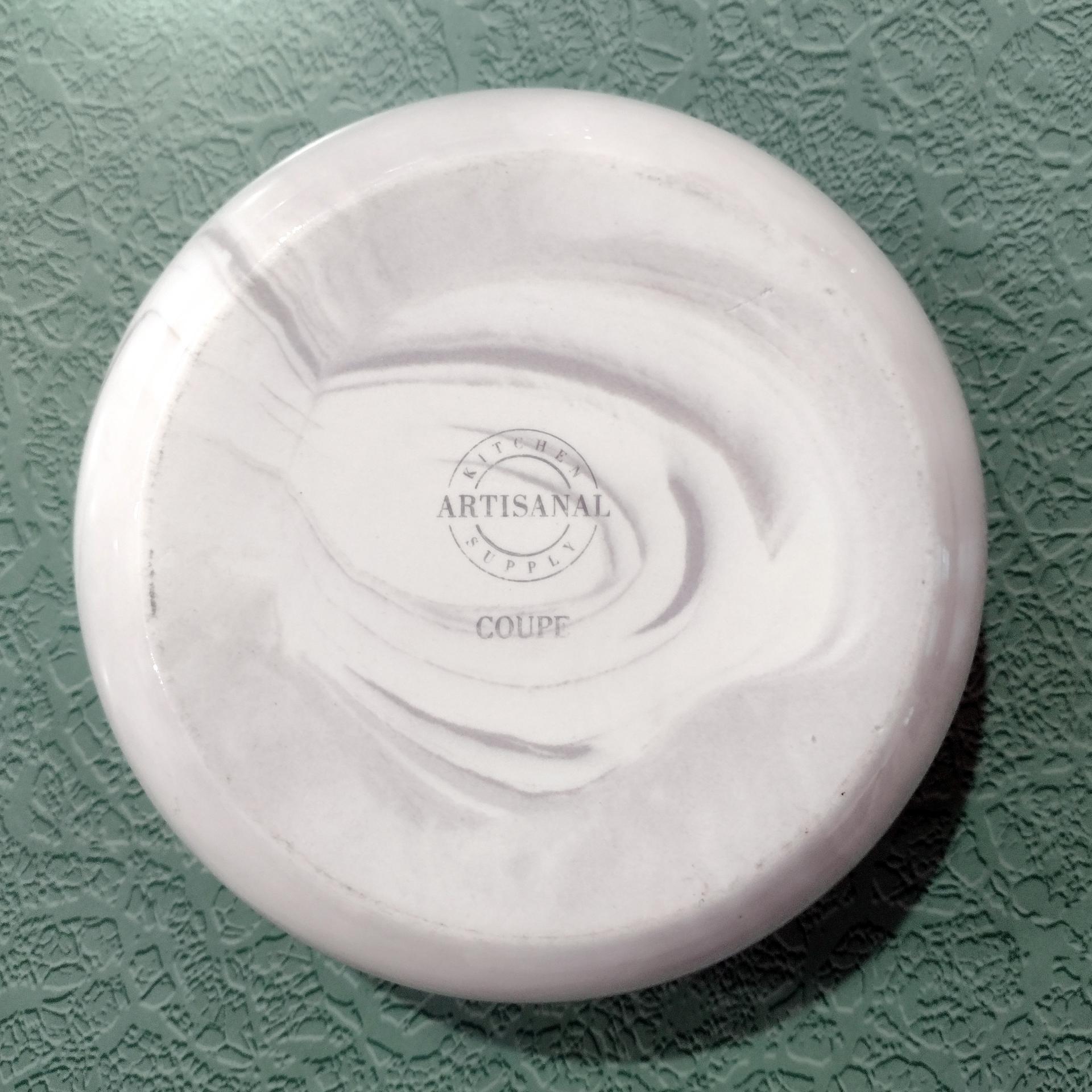 Vintage Artisinal Kitchen Supply Coupe Marble Gray Porcelain Soup Cereal Bowls, Set of 3