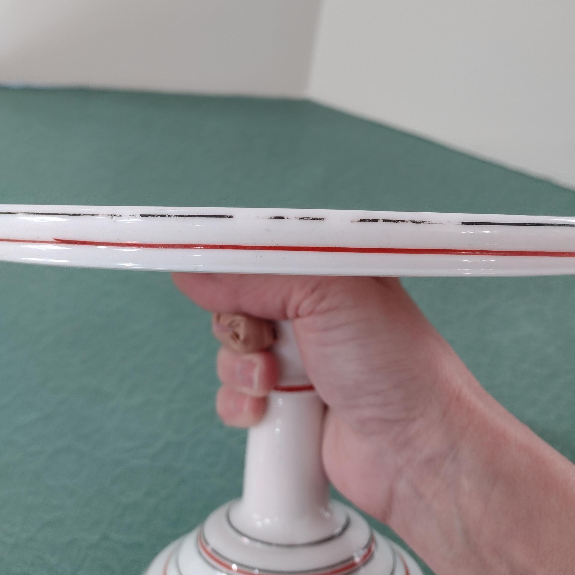 Antique Milk Glass 9 Inch Pedestal Cake Plate, Challinor Taylor Floral Design Cake Stand, Pastry Dessert Display Plate