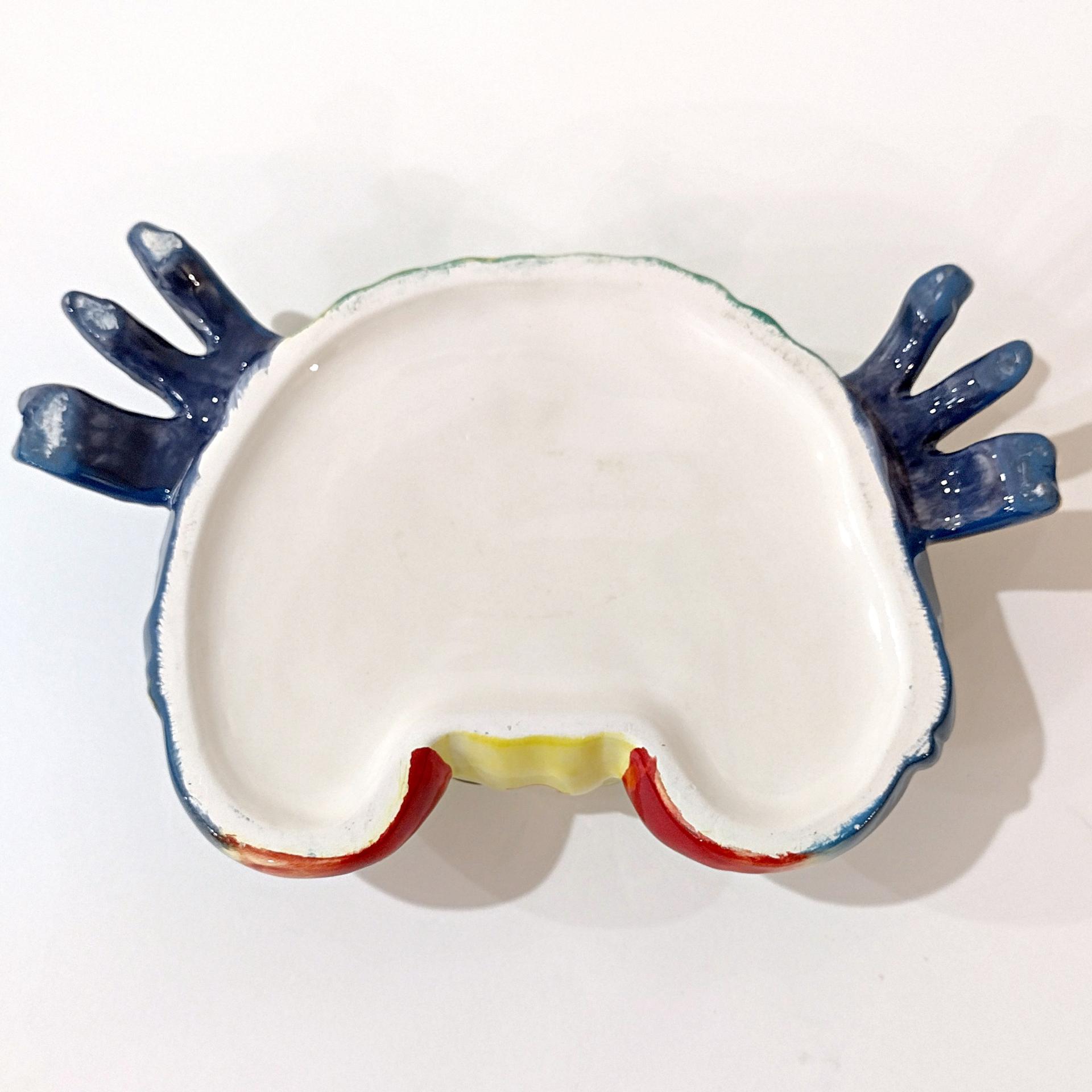Vintage Hand Painted Ceramic Crab Dip Bowl, Crab Trinket Dish, Soap Sponge Holder