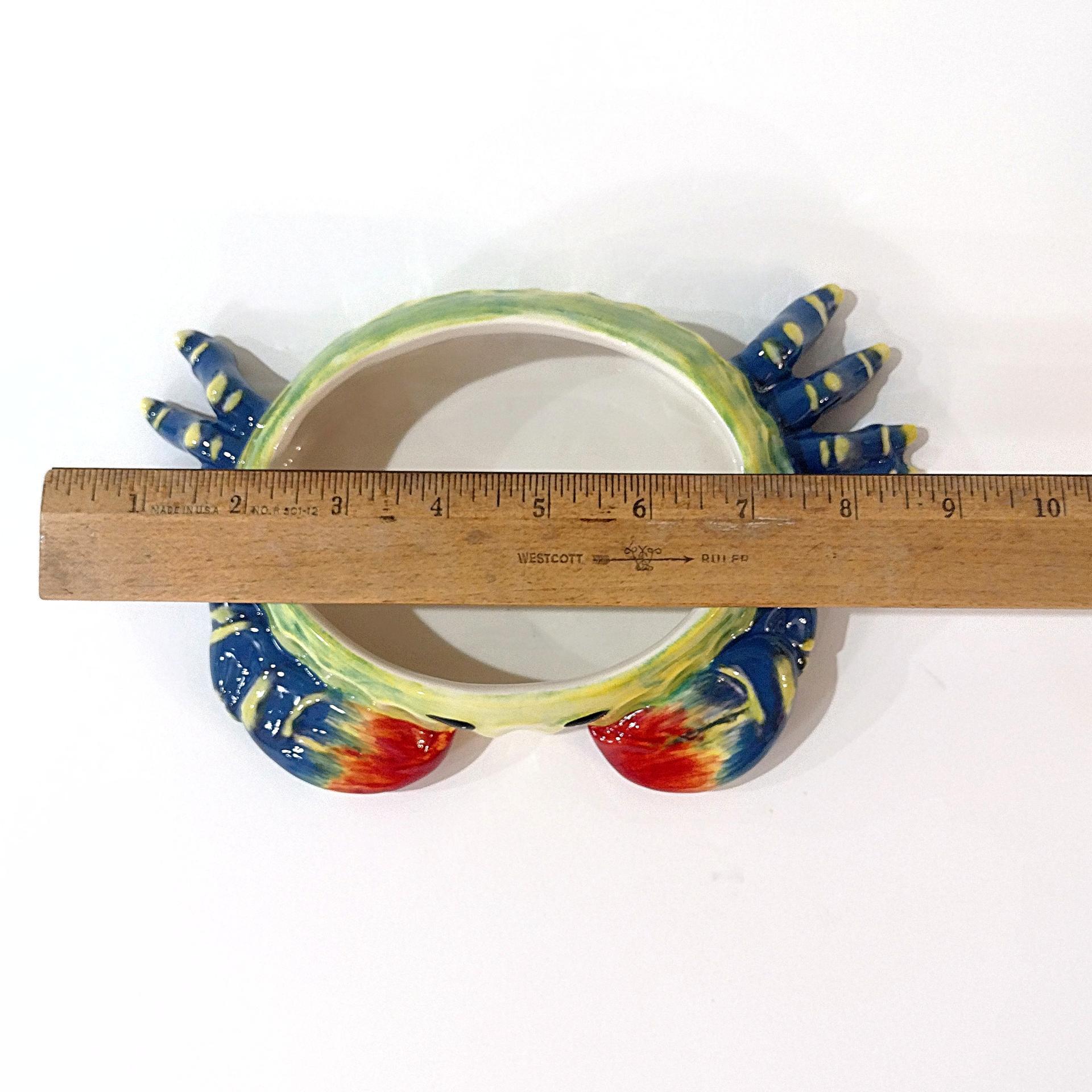 Vintage Hand Painted Ceramic Crab Dip Bowl, Crab Trinket Dish, Soap Sponge Holder