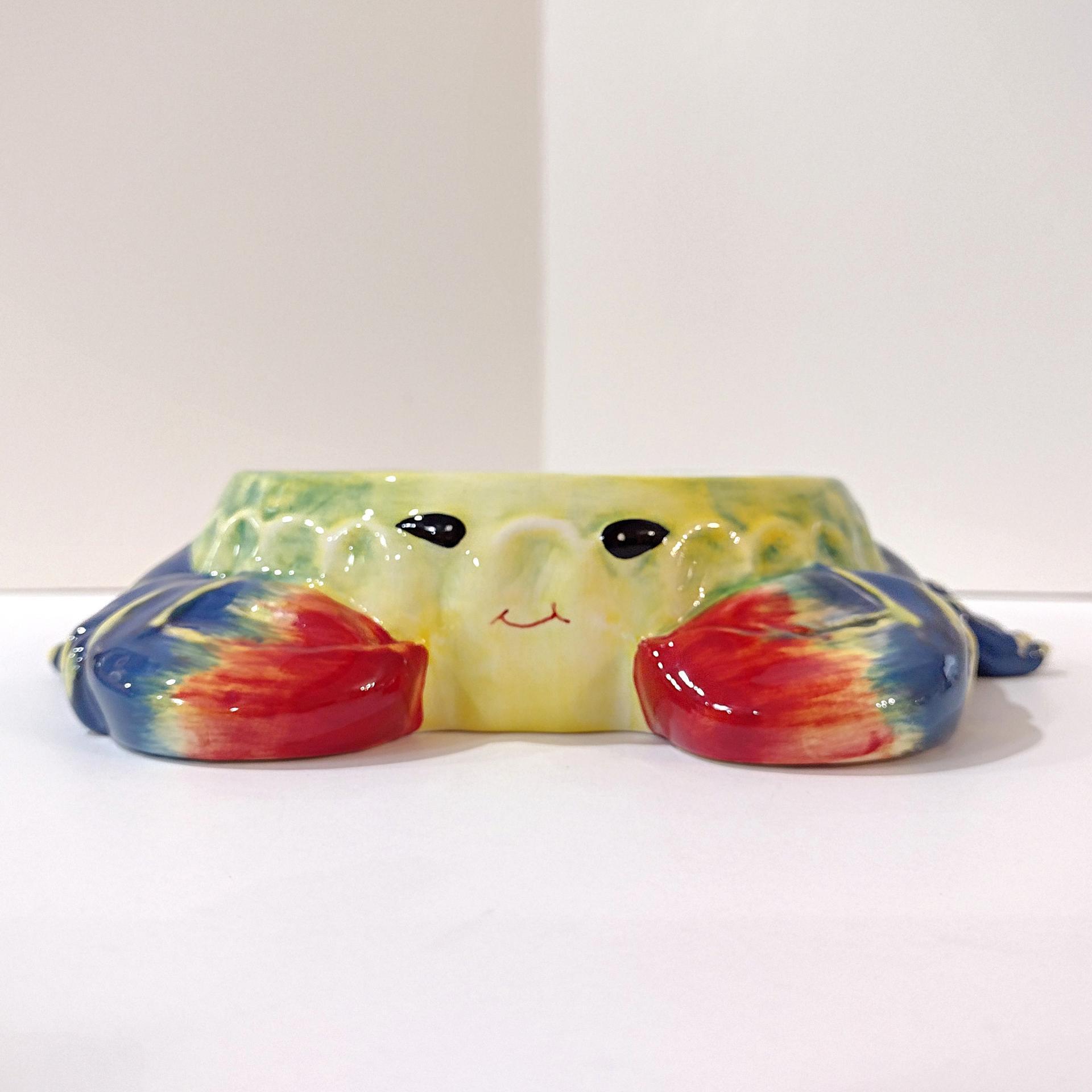 Vintage Hand Painted Ceramic Crab Dip Bowl, Crab Trinket Dish, Soap Sponge Holder