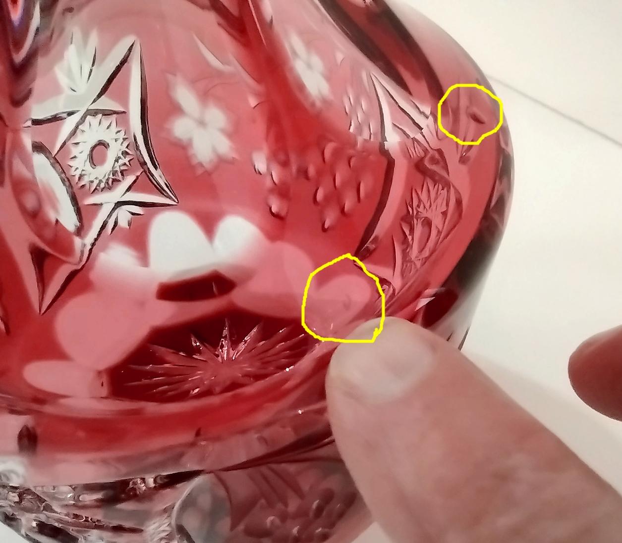 Vintage Nachtmann Traube Cranberry Cut Crystal Glass Whiskey Decanter, Red Crystal Vase