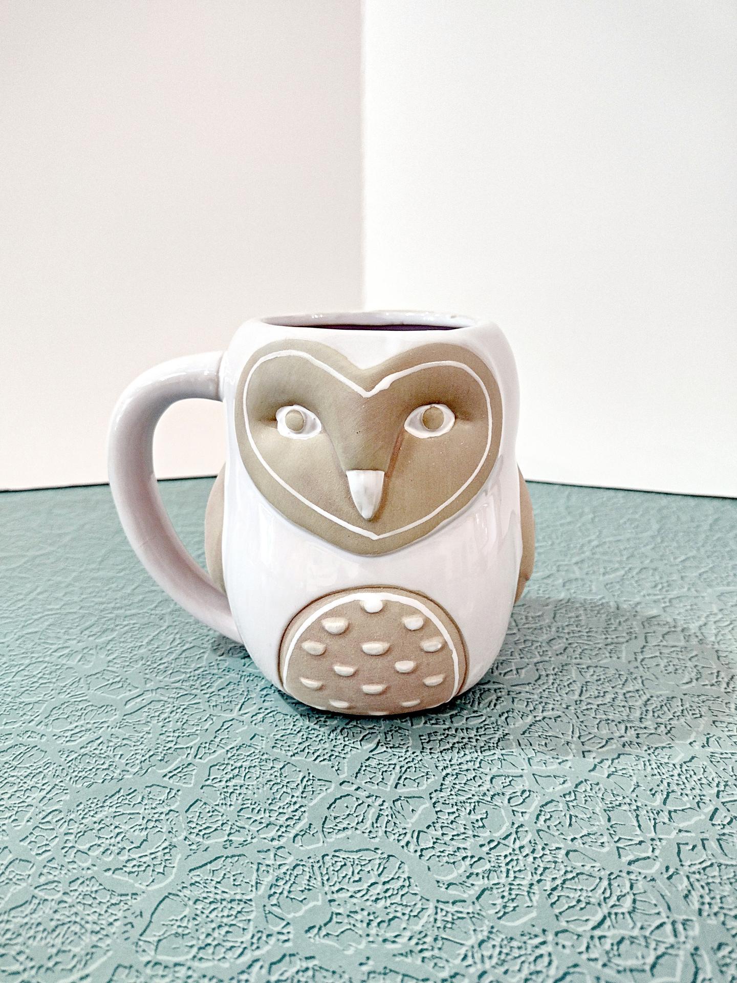 Vintage Cracker Barrel Stoneware Owl Mug, Ceramic Figurative Owl Coffee Tea Mug