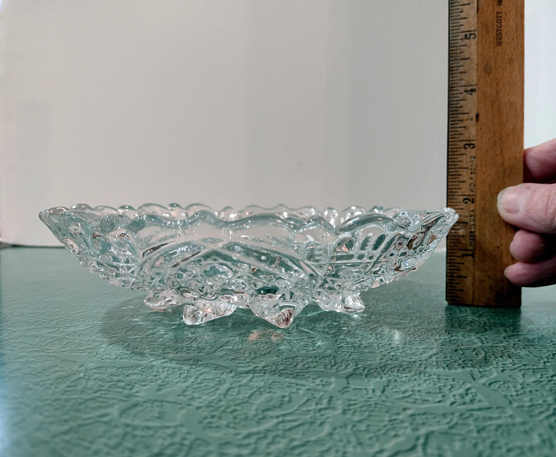 Vintage Pressed Glass Footed Bowl, EAPG Glass Dish