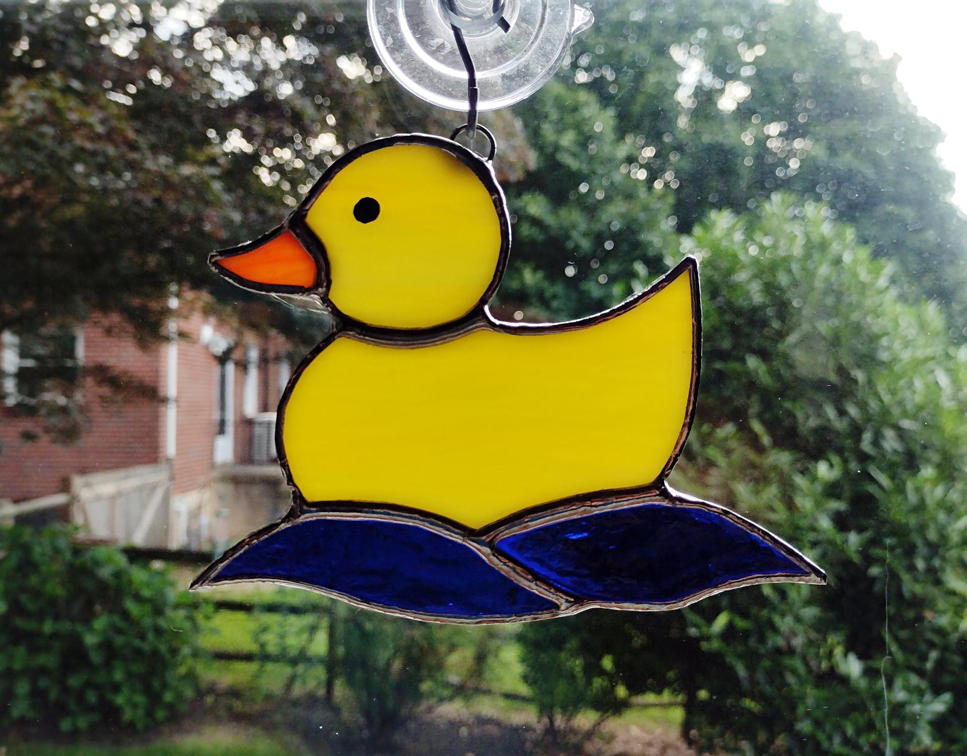 Stained Glass Duck, Rubber Duckie Suncatcher, Custom Colors Available
