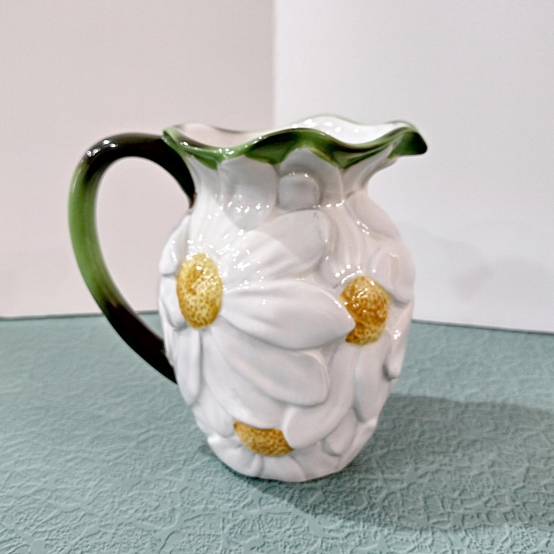 Vintage Teleflora Daisy Ceramic Pitcher Vase