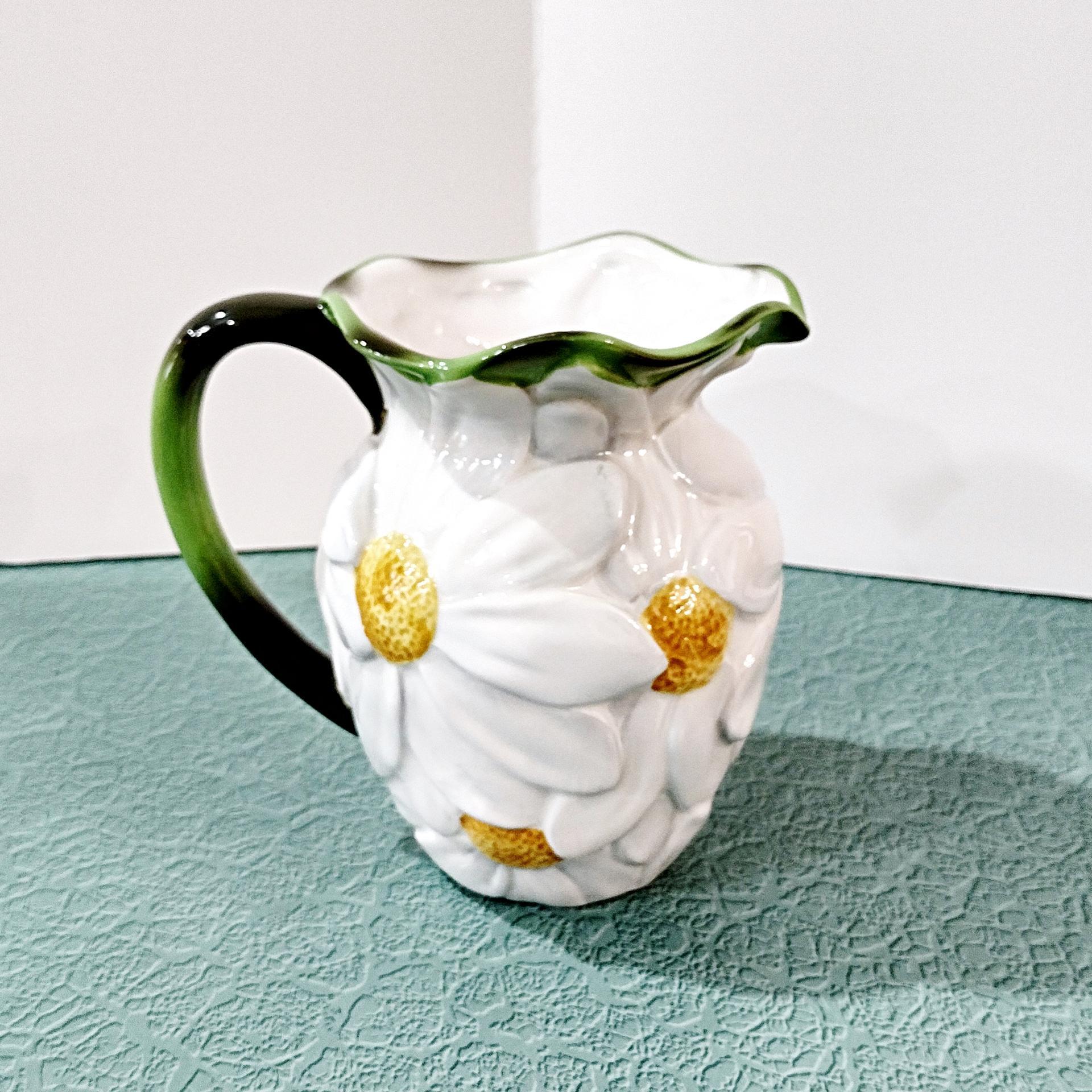Vintage Teleflora Daisy Ceramic Pitcher Vase