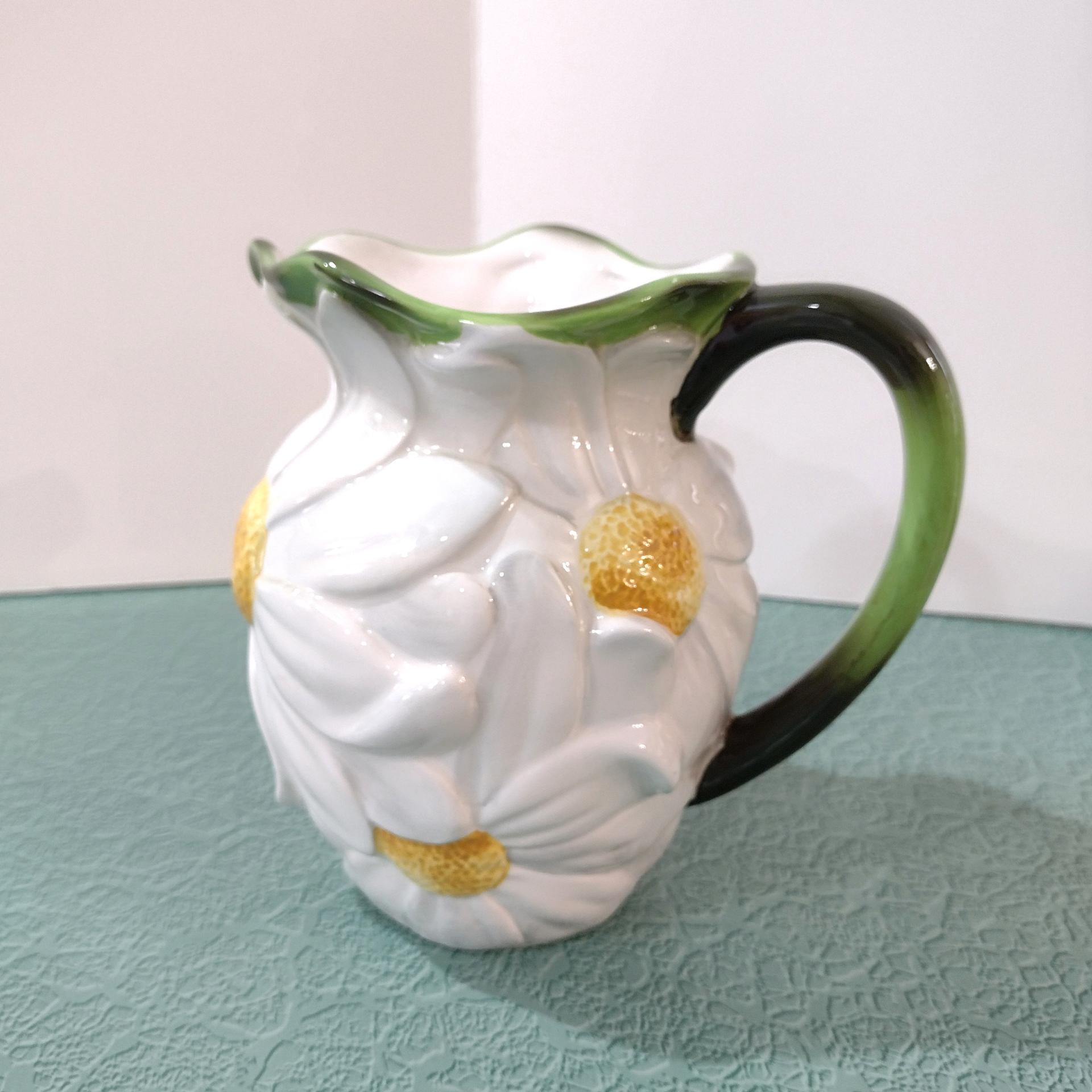 Vintage Teleflora Daisy Ceramic Pitcher Vase