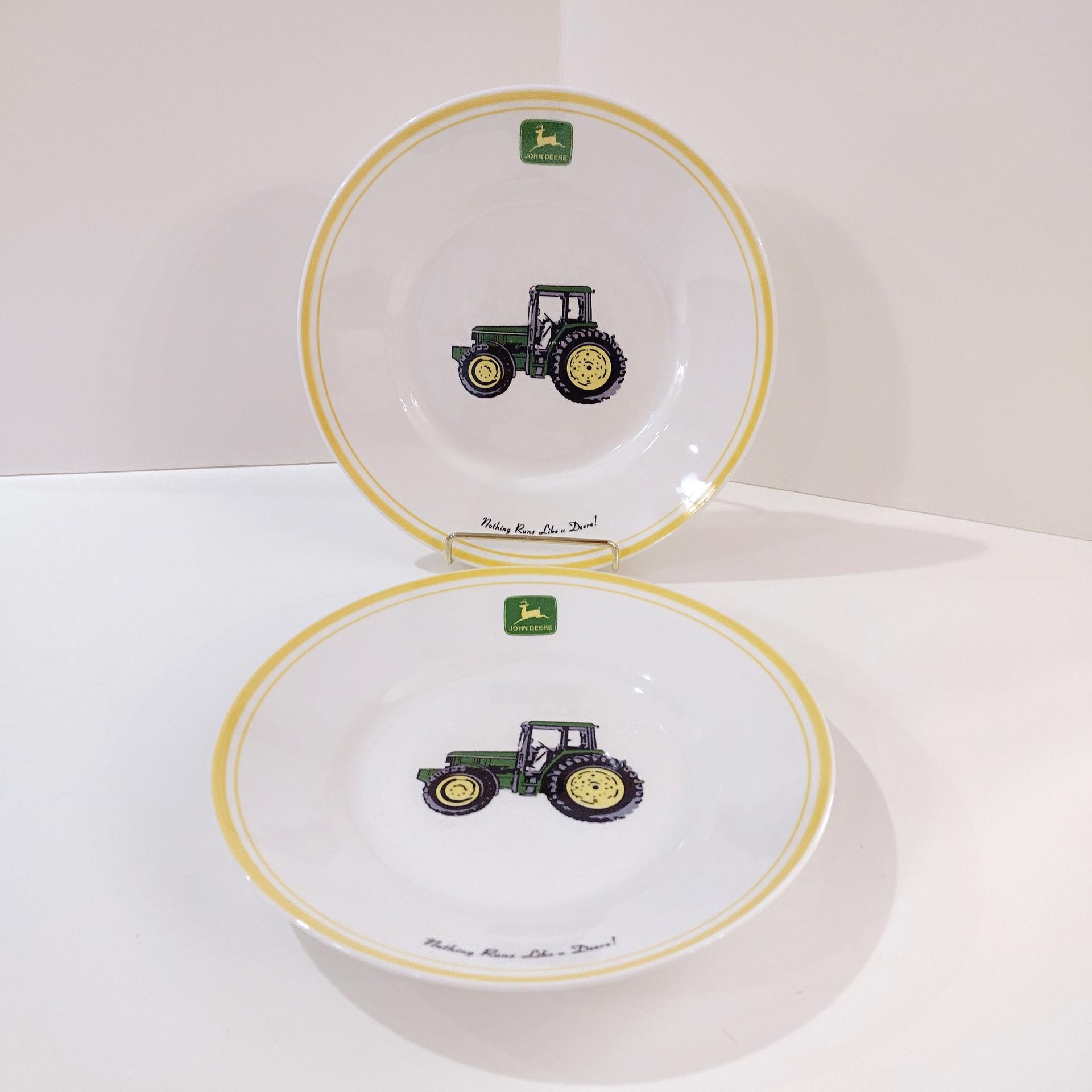 Vintage Gibson John Deere Tractor Salad Plates, Set of Two