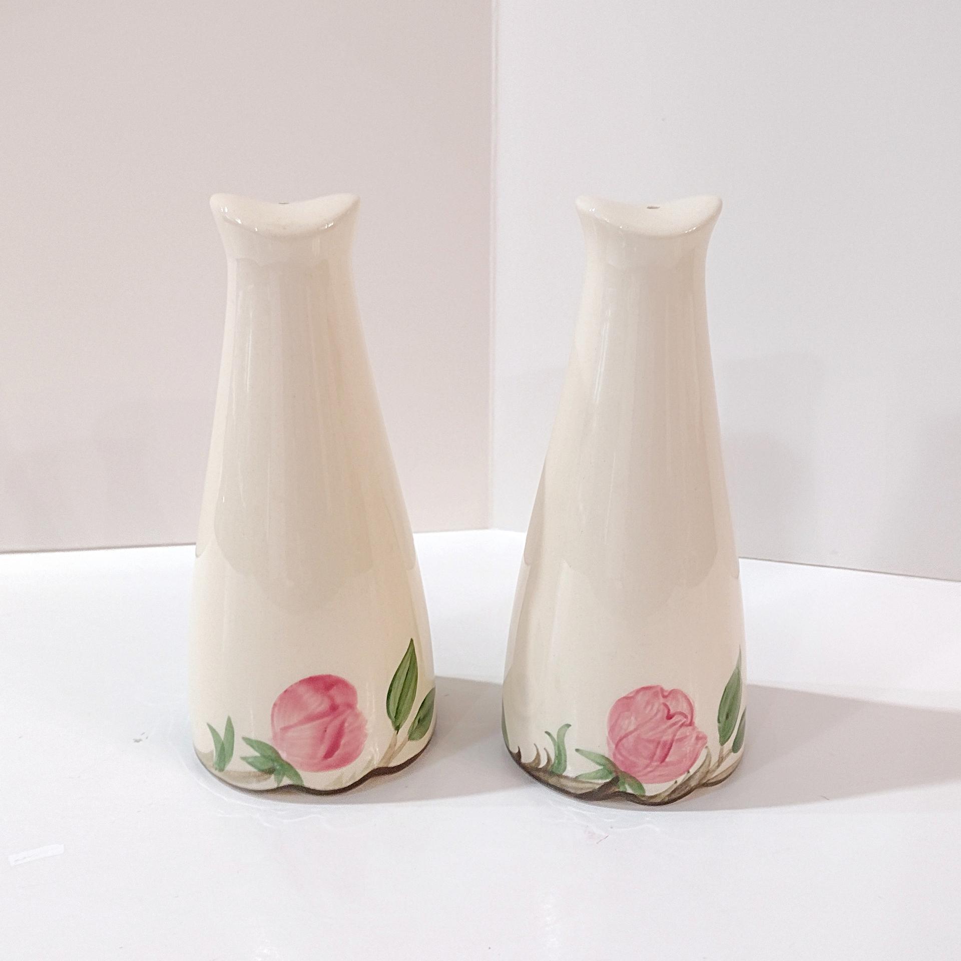 Vintage Franciscan Desert Rose Oversized Salt and Pepper Shaker Set, Pink Floral Ceramic Shakers
