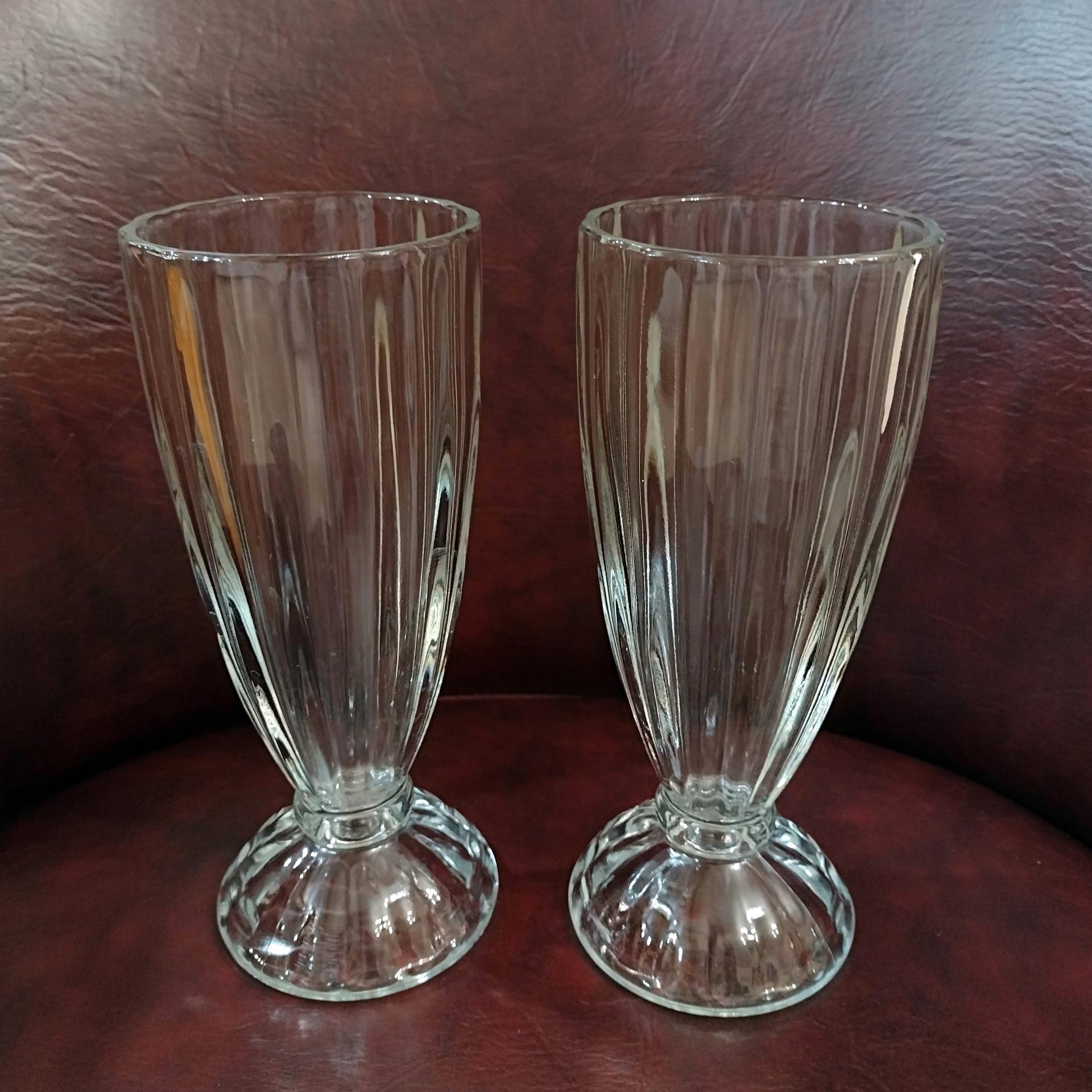 Vintage Libbey Soda Fountain Dessert Glasses, Set of Two, Libbey 5110 Fountainware, Retro Milkshake Sundae Set