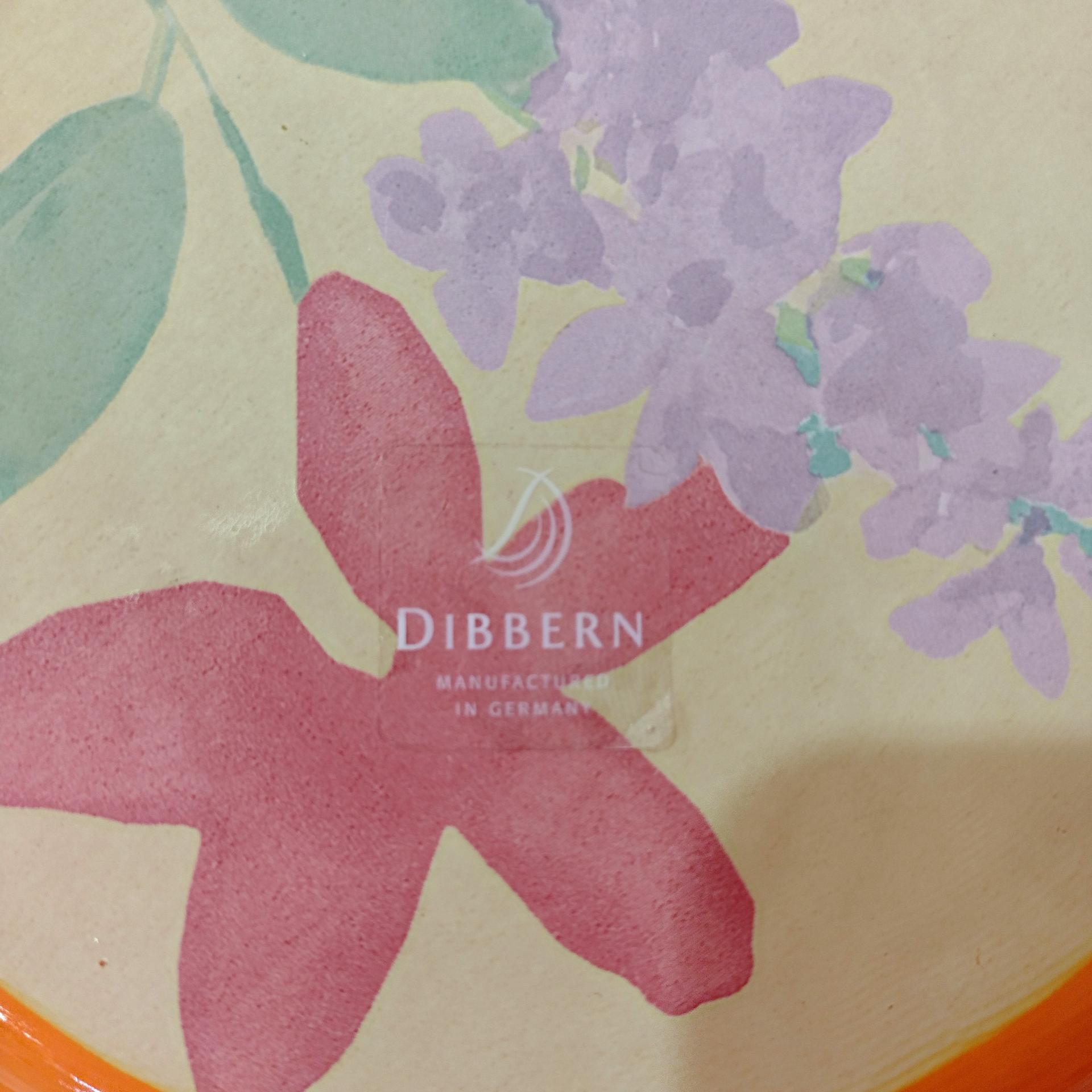 Vintage BT Dibbern Kristina Orange and Red Hand Painted Floral Salad Dessert Plates, Set of Two