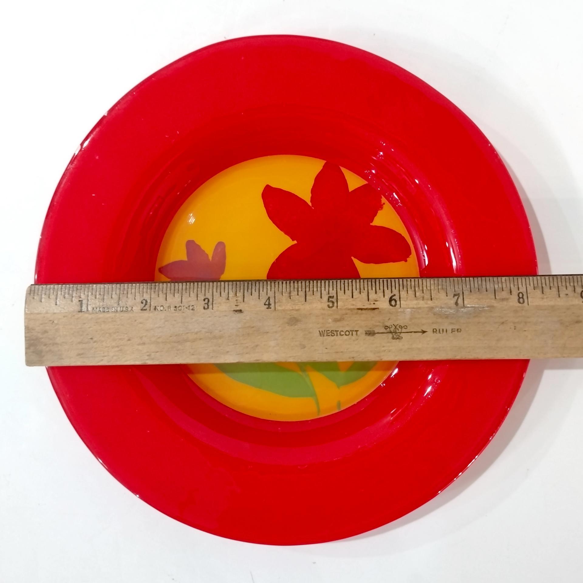 Vintage BT Dibbern Kristina Orange and Red Hand Painted Floral Salad Dessert Plates, Set of Two