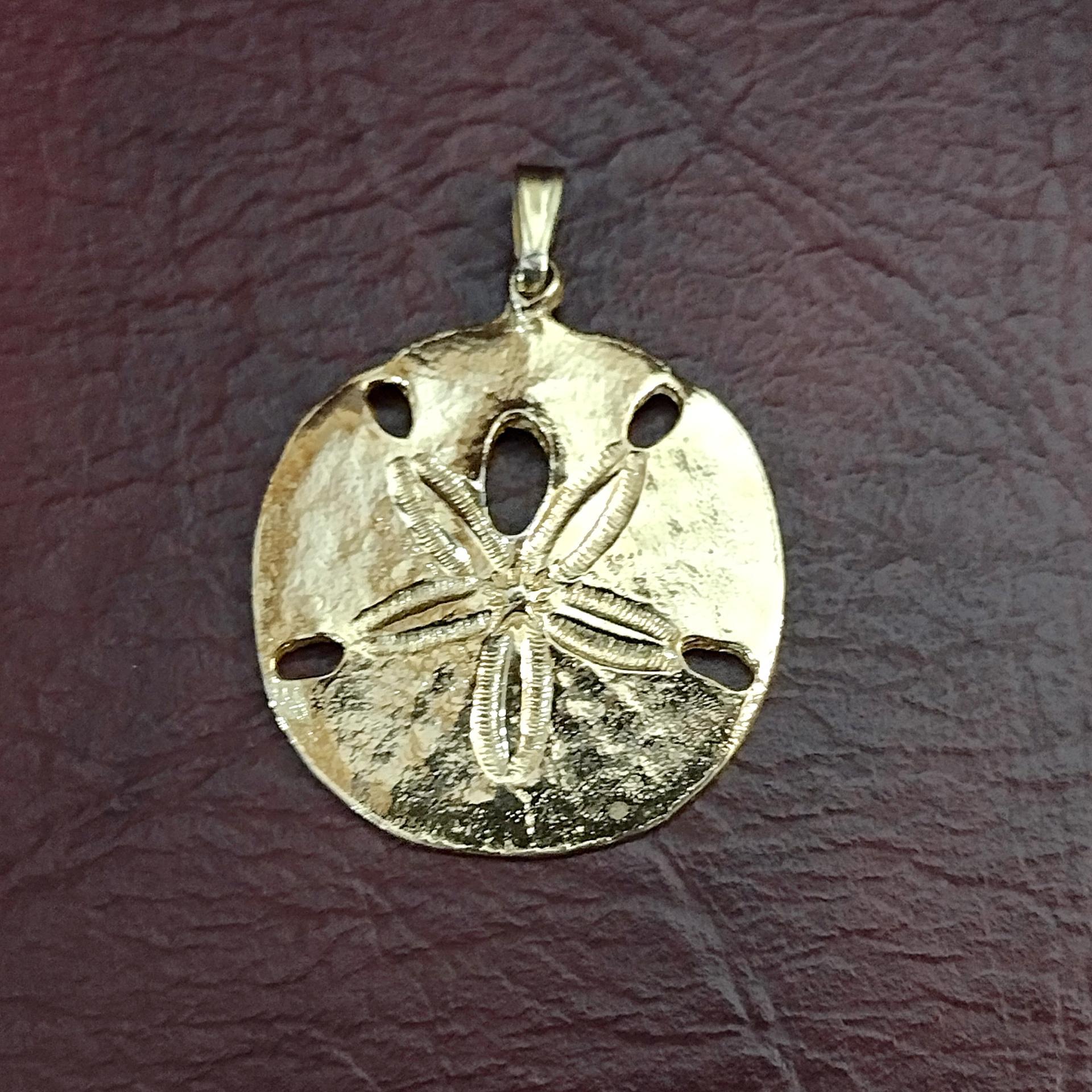 Vintage Gold Plated Sand Dollar Pendant Charm