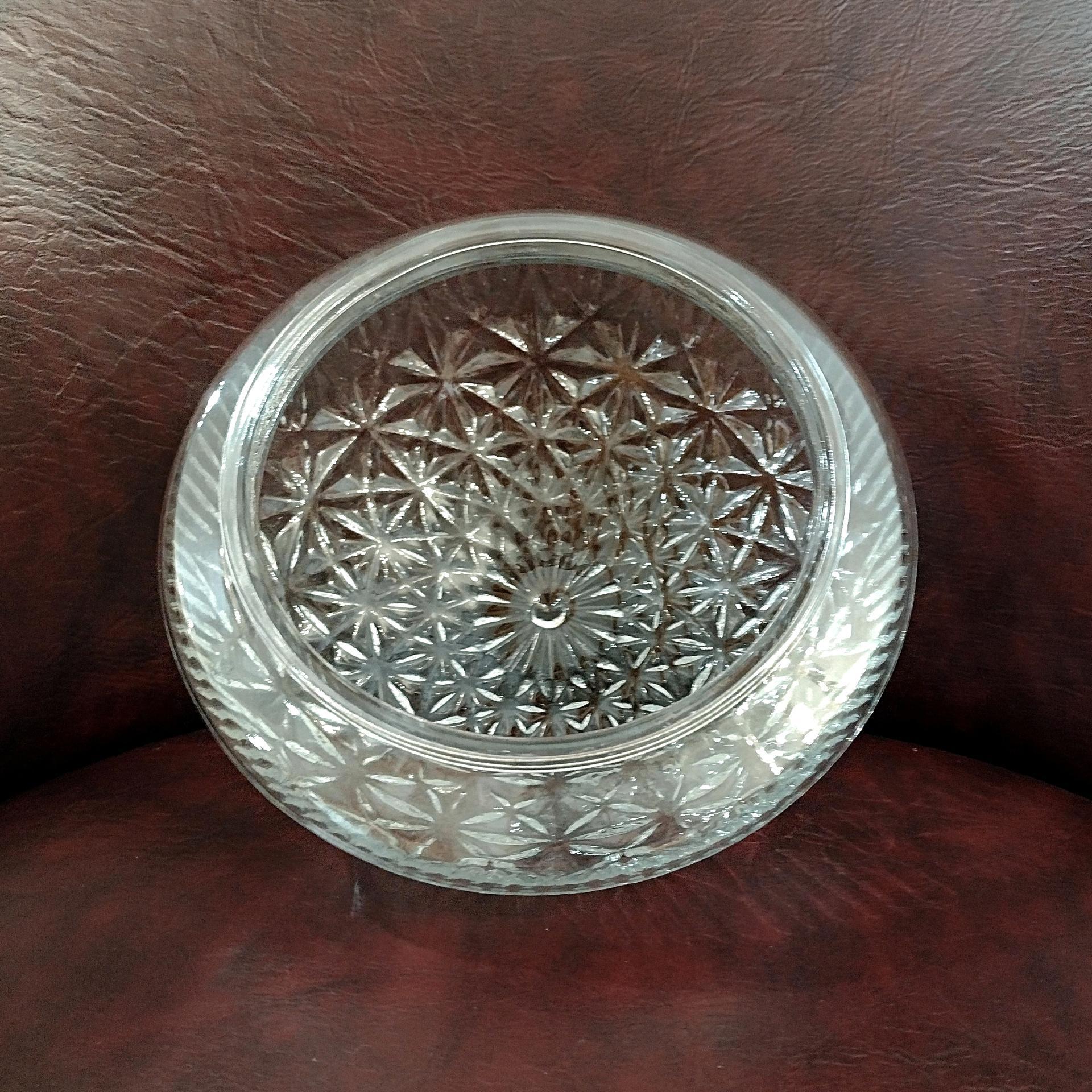 Vintage Glass Ceiling Fixture Shade With Starburst Pattern, 5 7/8 Inch Fitter, Ceiling Light Cover, Clear Glass Dome Shade