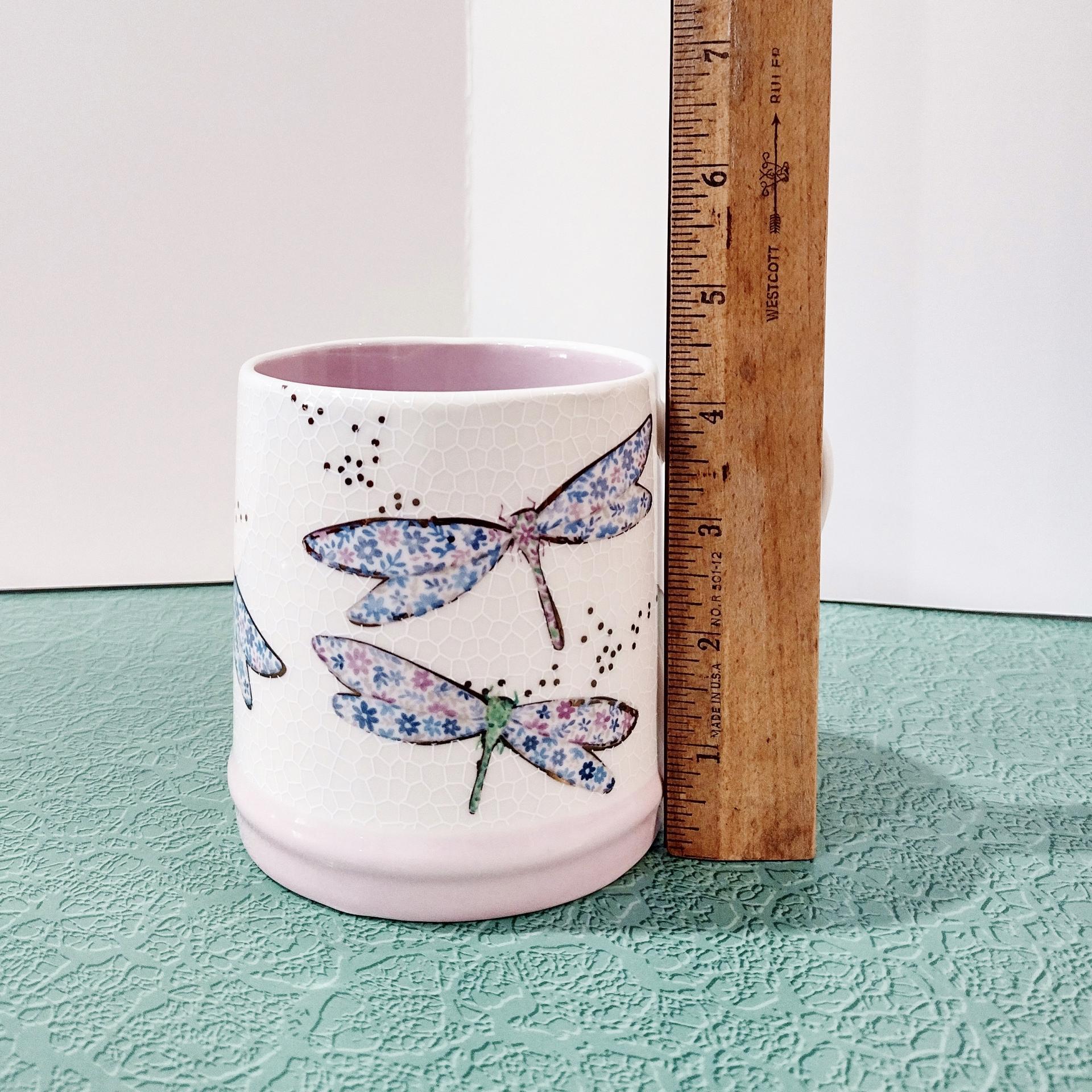 Vintage Dragonfly Ceramic Coffee Tea Mug, Seeds and Sunshine Oversized 20 Ounce Mug
