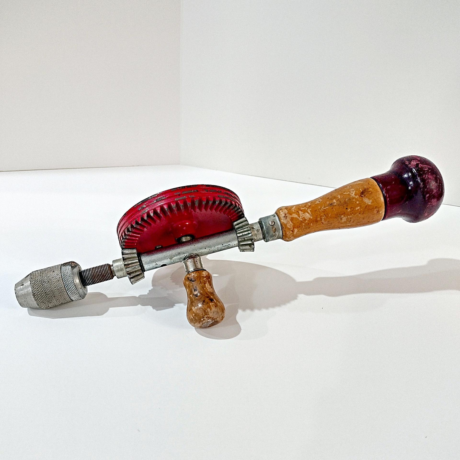 Vintage Stanley Defiance 1220 Hand Drill with Bit, 1930's Hand Tool