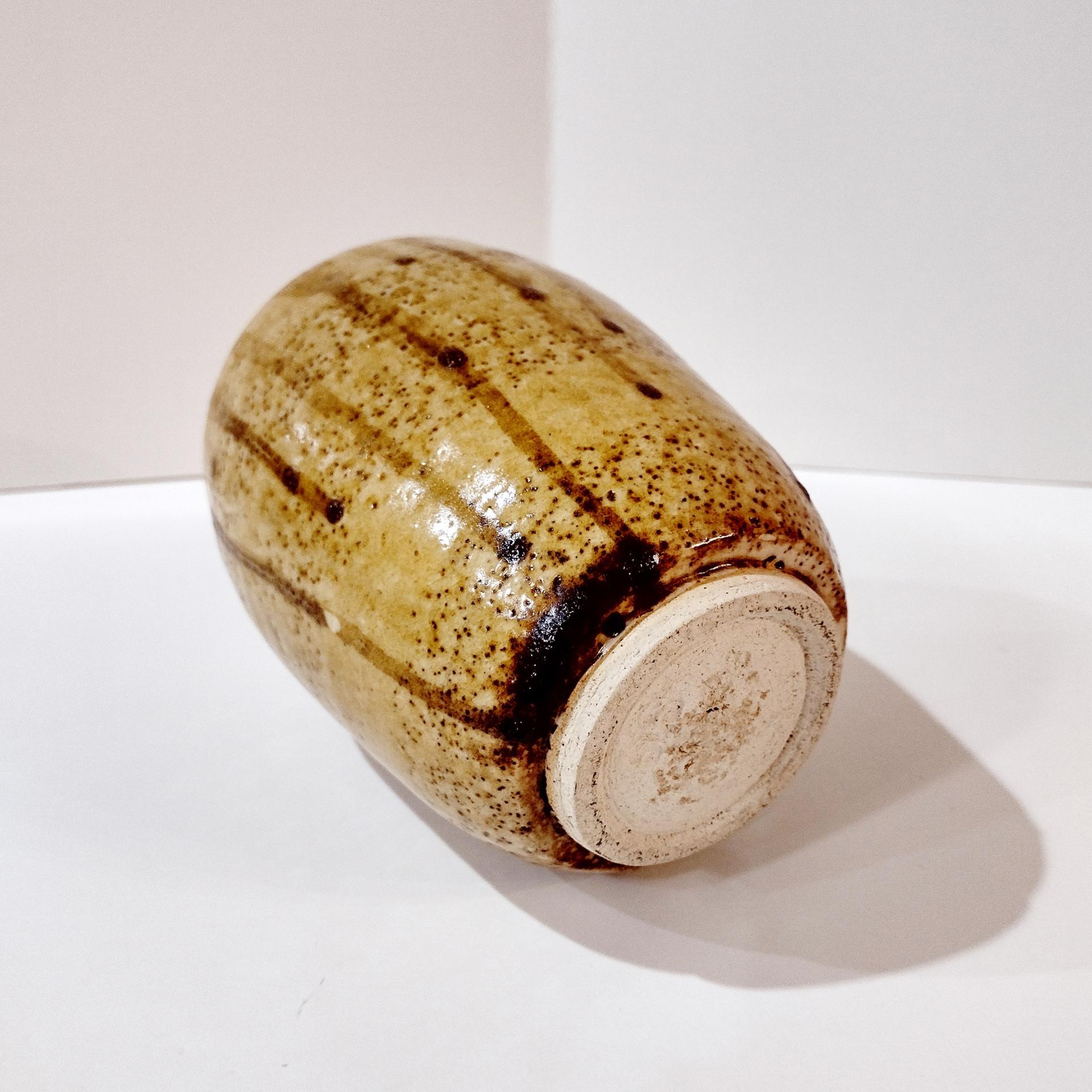 Vintage Hand Crafted Artisan Ceramic Brown Drip Glaze Urn Vase, Planter Pot