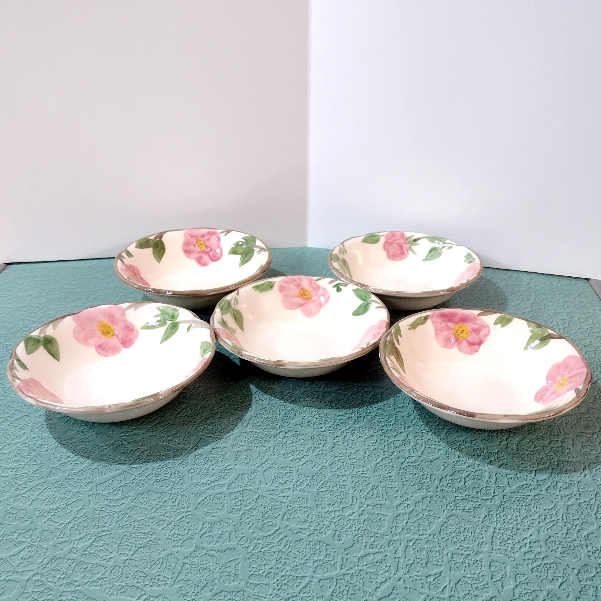 Vintage Franciscan Desert Rose Fruit Dessert Sauce Bowls, Set of 5, England Backstamp Desert Rose Pattern